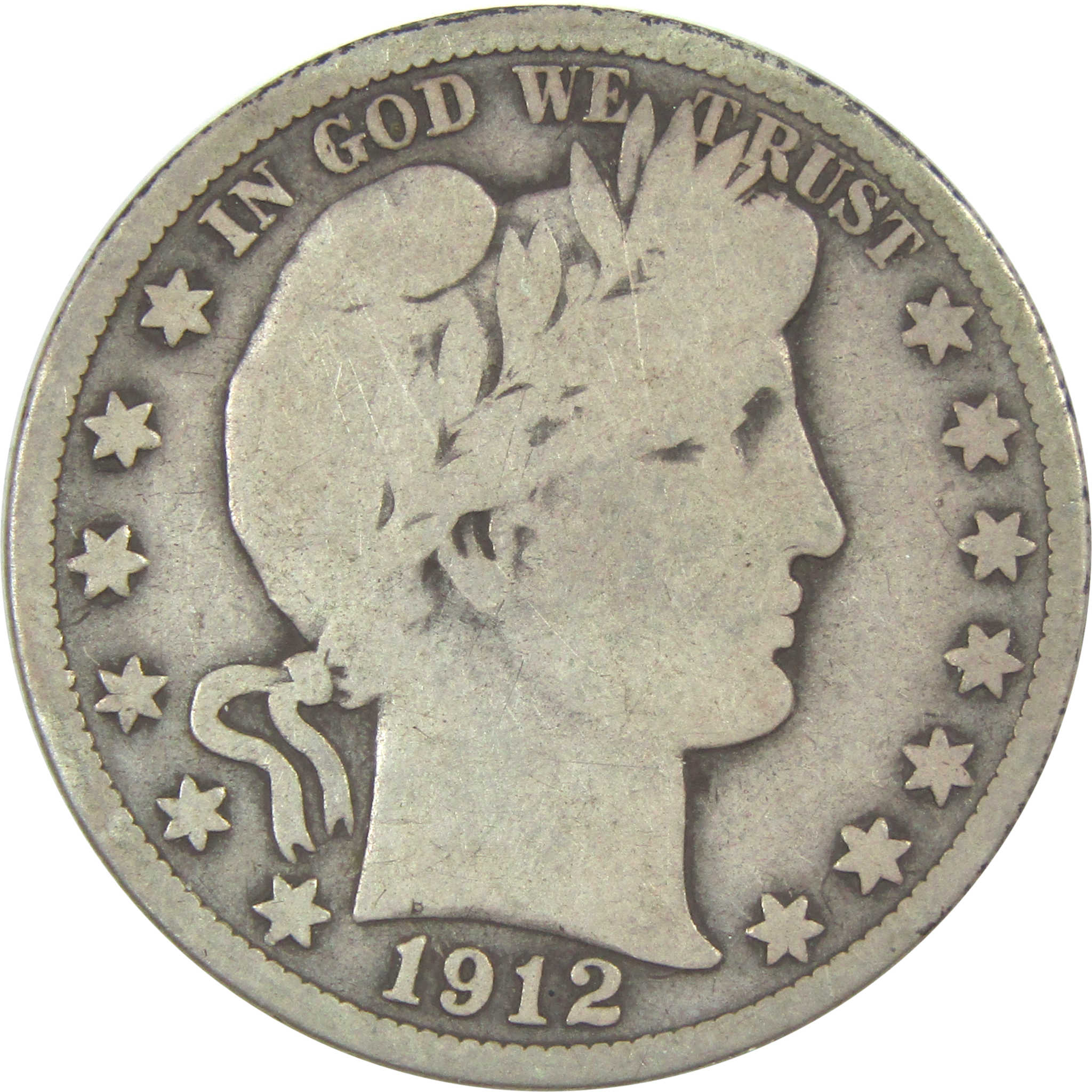 1912 S Barber Half Dollar VG Very Good Silver 50c Coin SKU:I15569