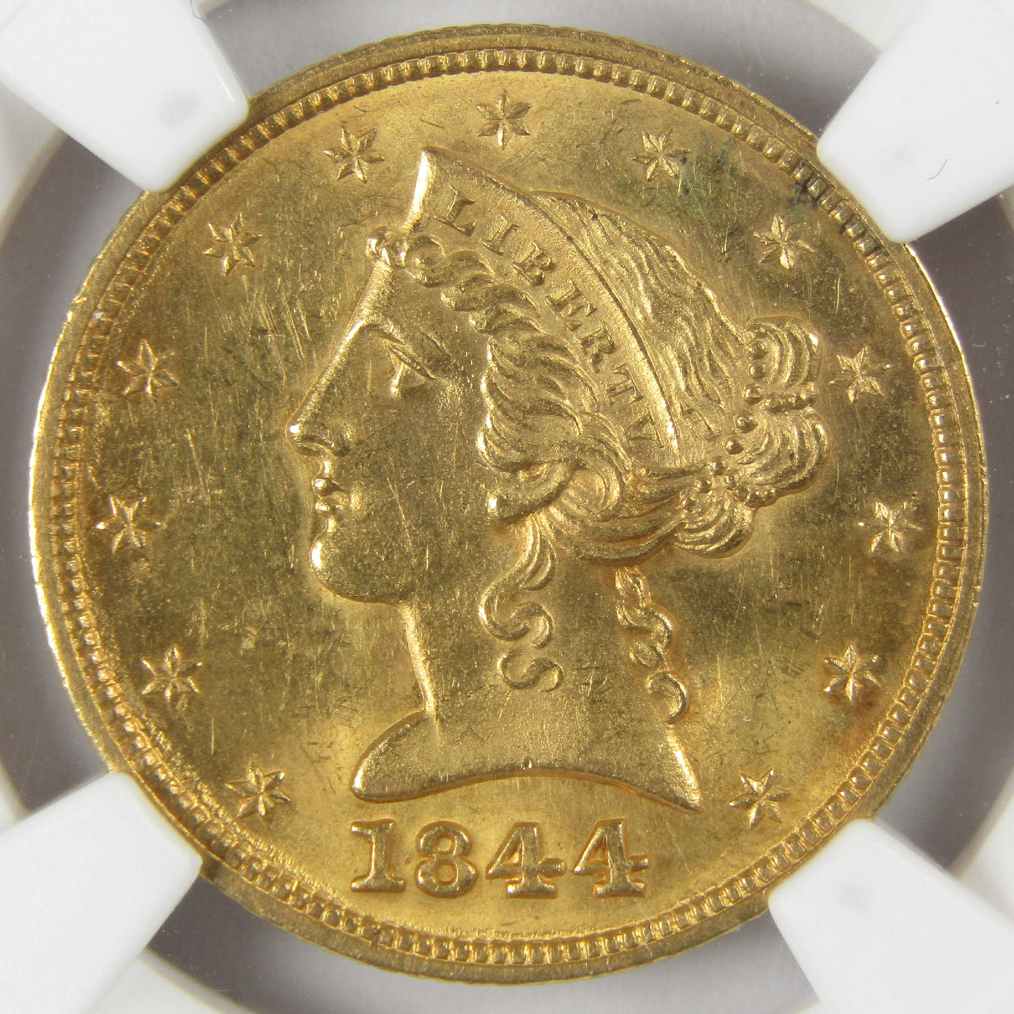 1844 Liberty Head Gold $5 Half Eagle MS 64 NGC Uncirculated Coin