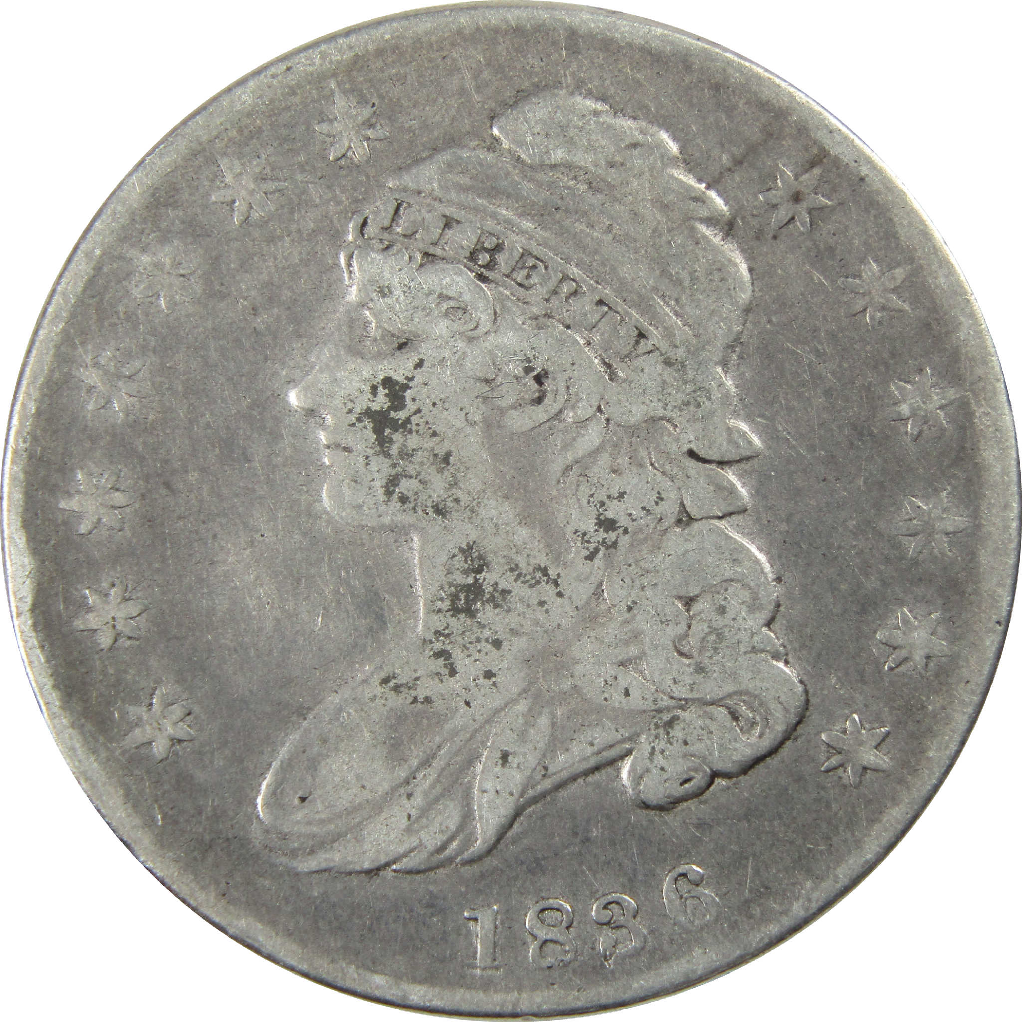 1836 Lettered Edge Capped Bust Half Dollar AG Silver 50c Coin SKU:I11765