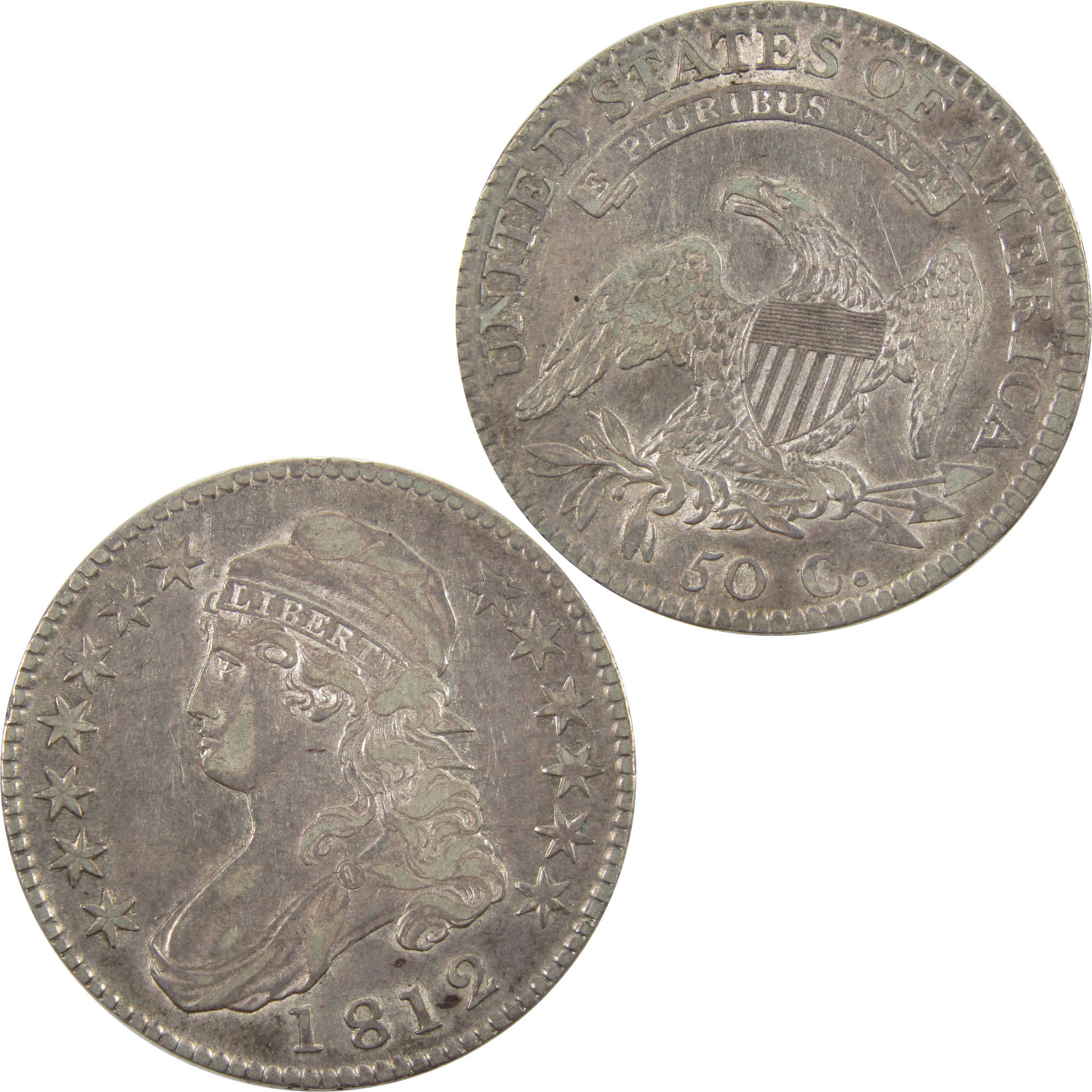 1812 Capped Bust Half Dollar AU 89.24% Silver 50c SKU:I11185