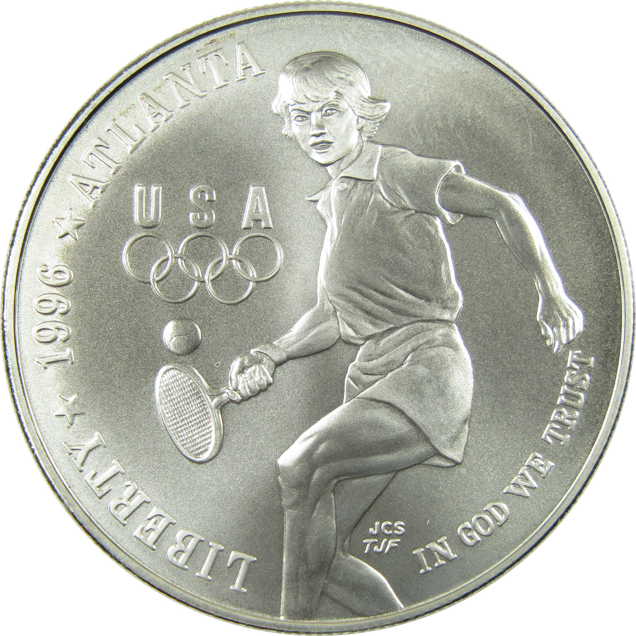 1996 D Atlanta Olympic Tennis Commemorative Silver Dollar Uncirculated