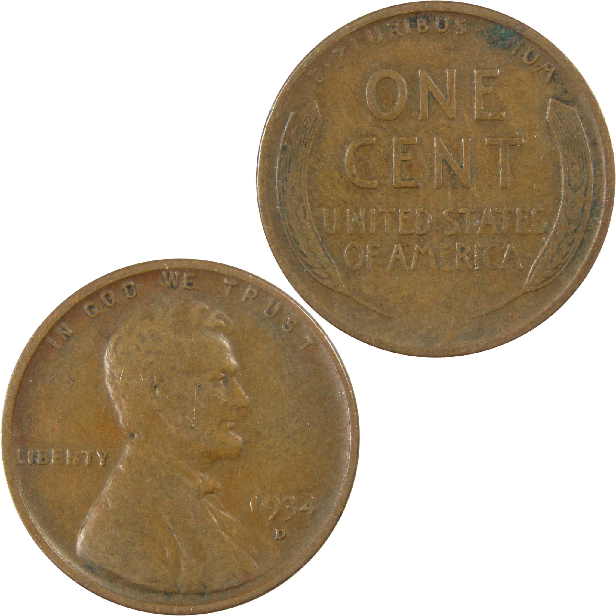 1934 D Lincoln Wheat Cent F Fine Penny 1c Coin Collectible SKU:I26790