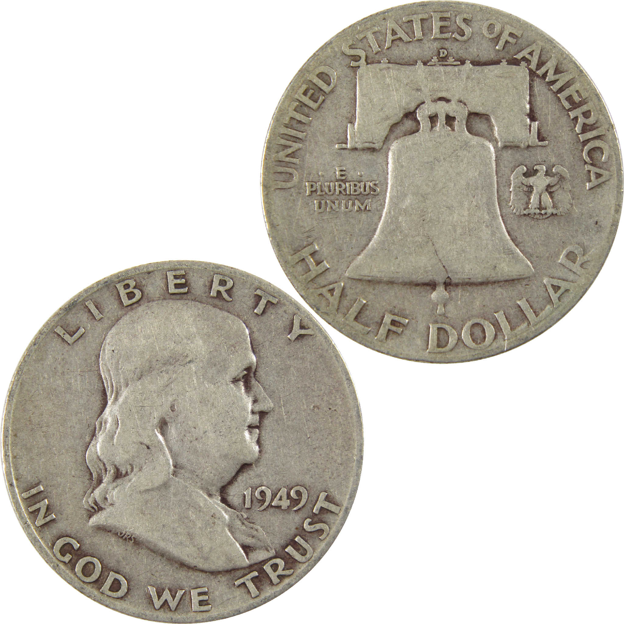 1949 D Franklin Half Dollar VG Very Good Silver 50c Coin