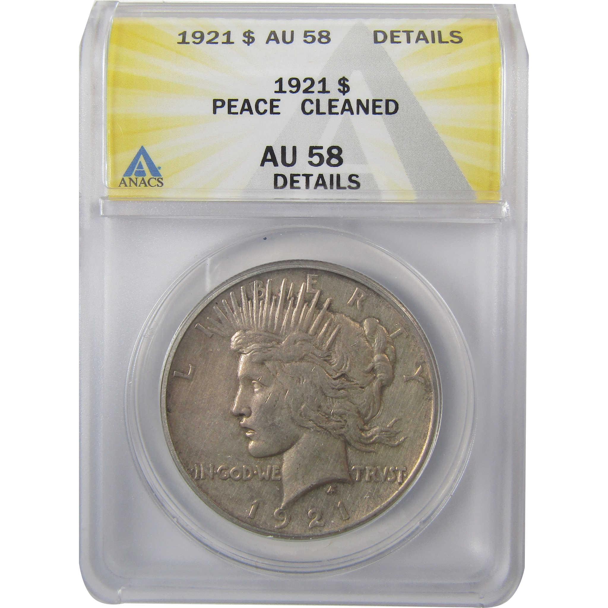 1921 High Relief Peace Silver Dollar AU 58 Details ANACS SKU:I25435