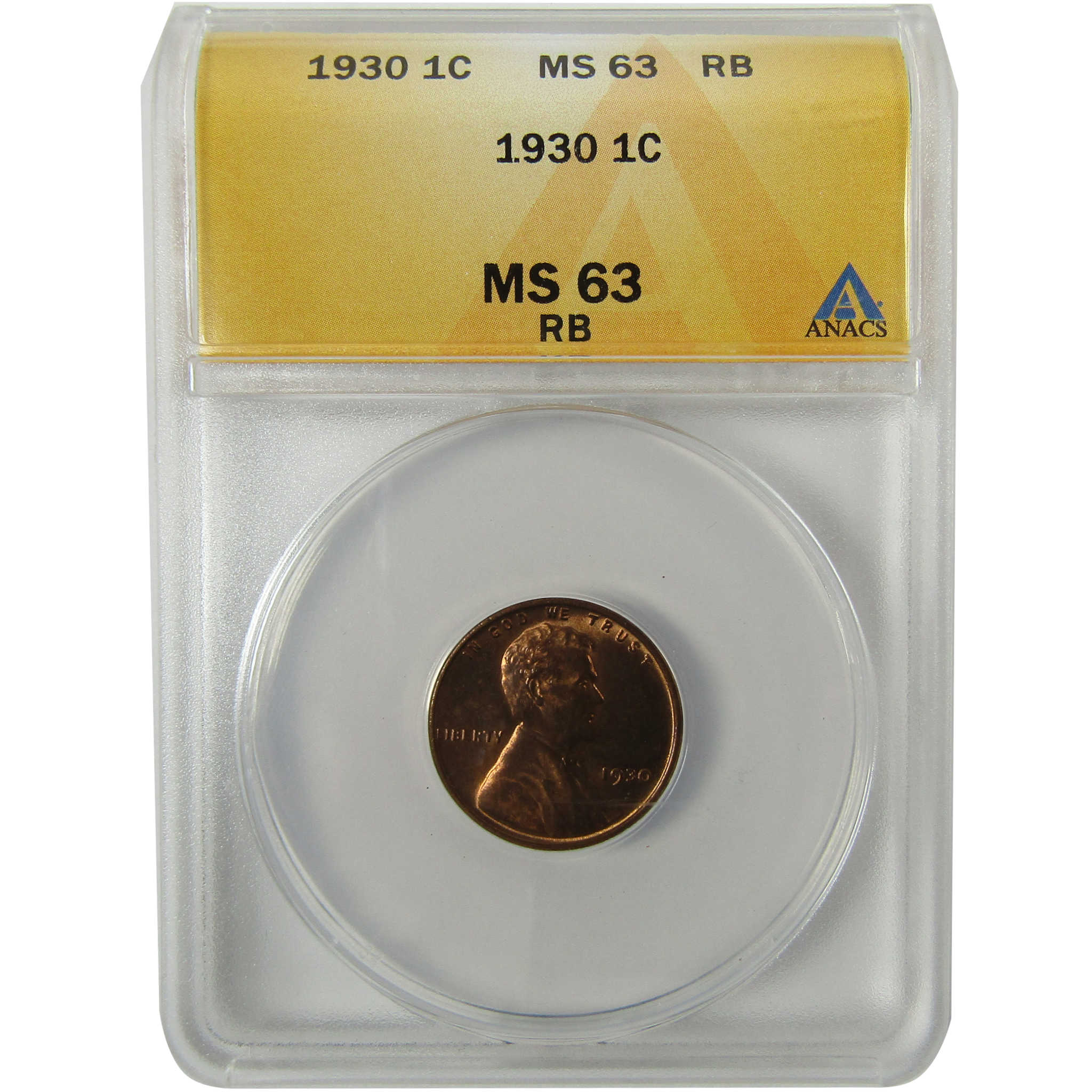 1930 Lincoln Wheat Cent MS 63 RB ANACS Uncirculated Penny SKU:I28450