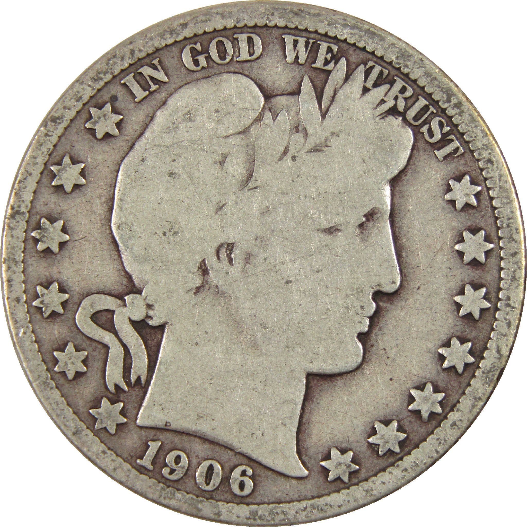 1906 D Barber Half Dollar G Good Silver 50c Coin