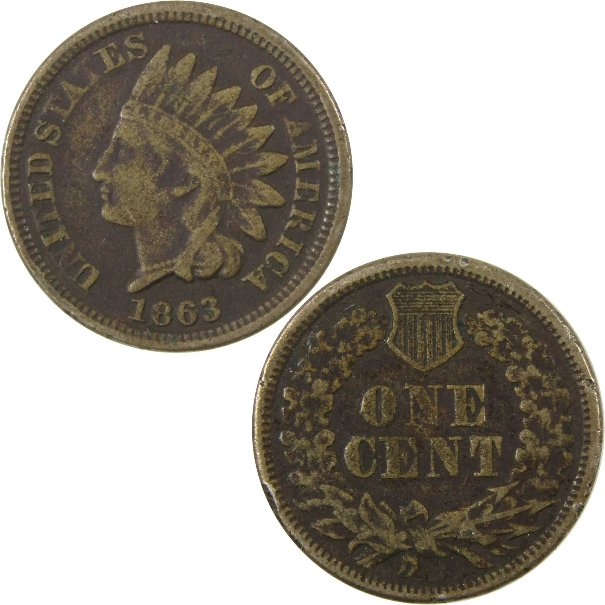 1863 Indian Head Cent VG Very Good Penny 1c Coin SKU:CP1329