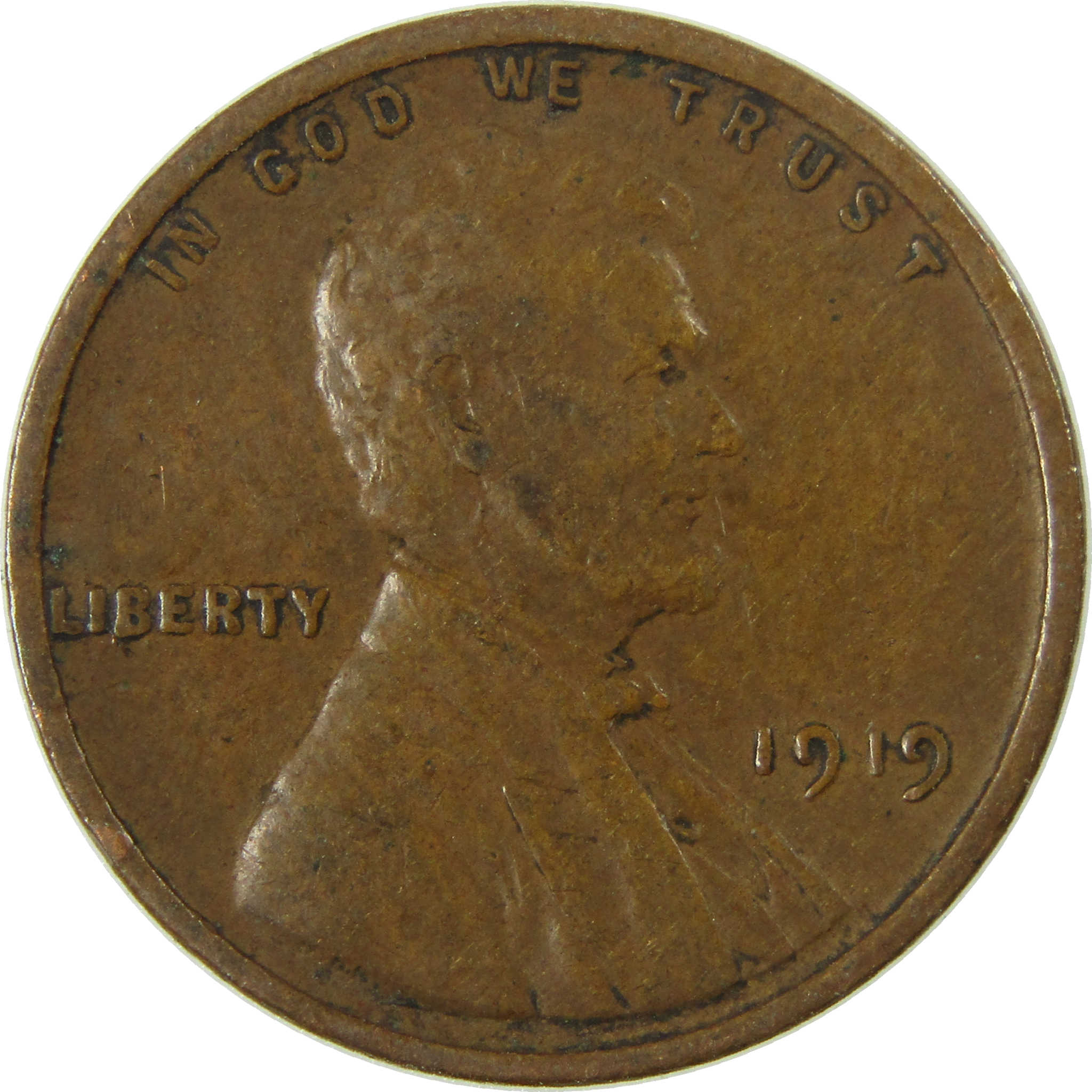 1919 Lincoln Wheat Cent F Fine Penny 1c Coin SKU:I26843