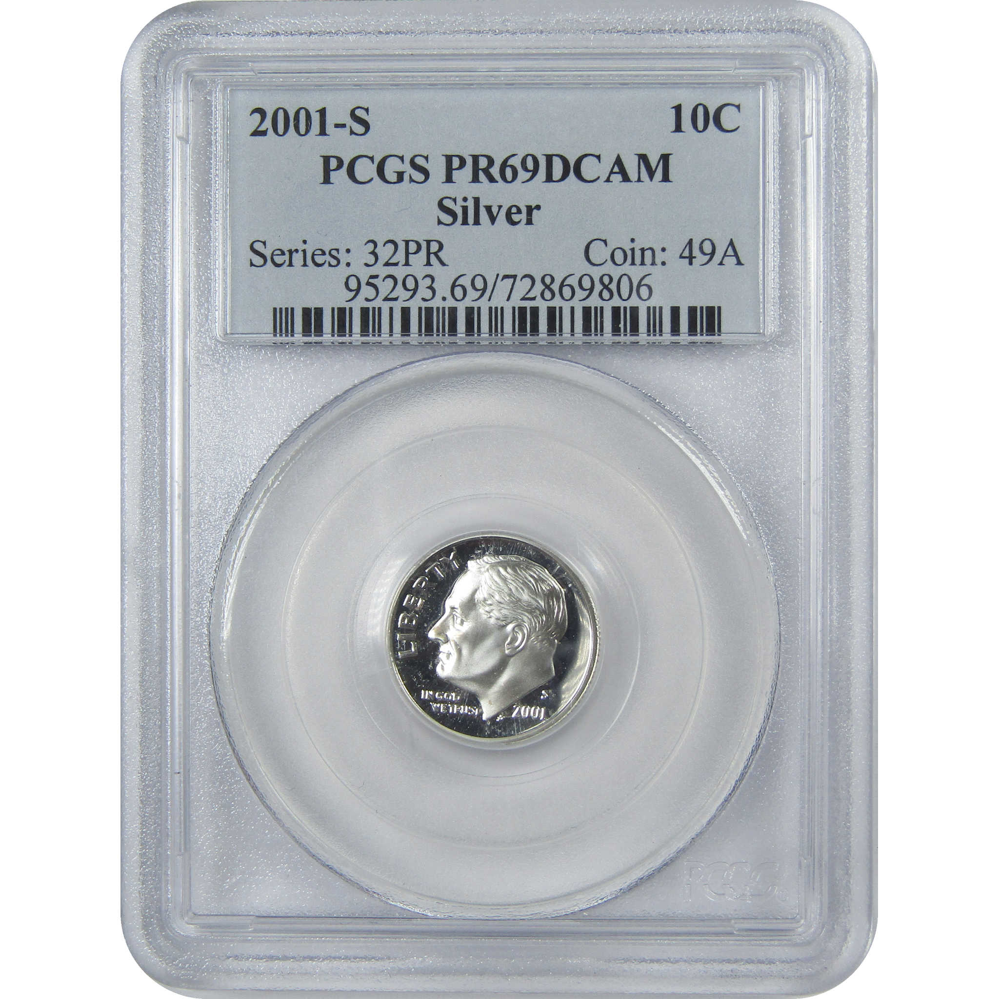 2001 S Roosevelt Dime PF 69 DCAM PCGS Silver 10c Proof SKU:CPC9210