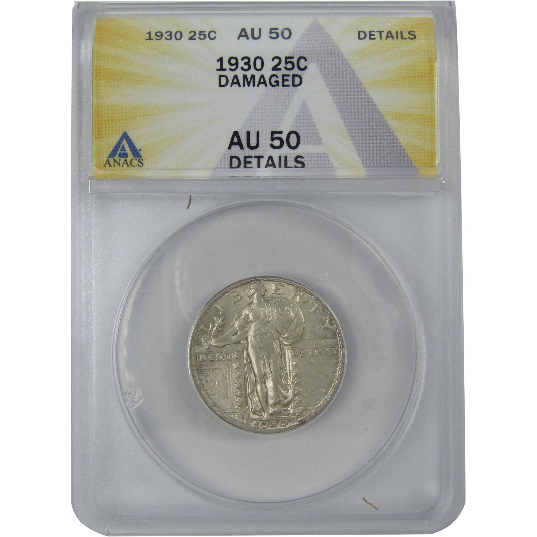 1930 Standing Liberty Quarter AU 50 Details ANACS Silver SKU:I16143