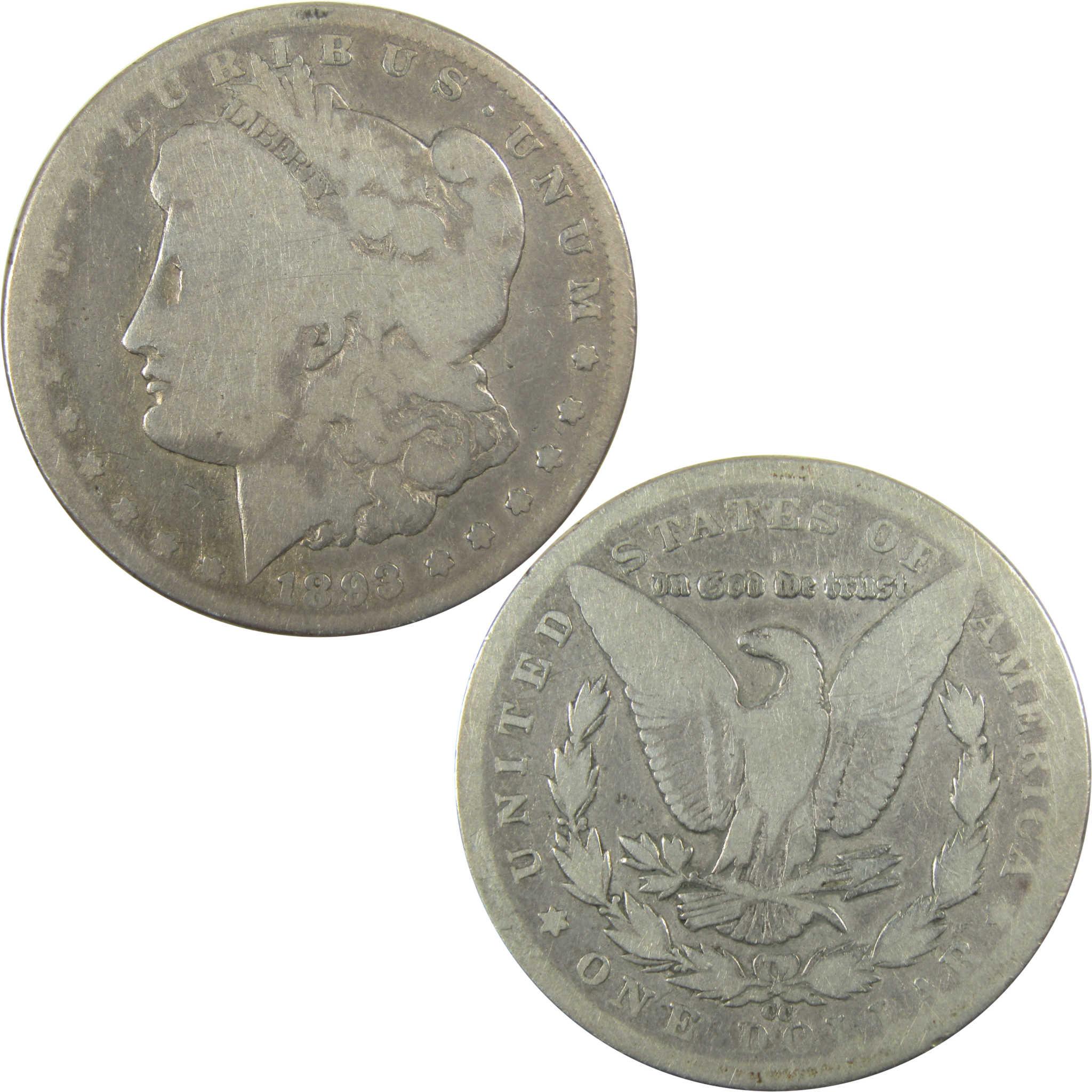 1893 CC Morgan Silver Dollar G Good Details $1 Coin SKU:CP1358 - Morgan coin - Morgan silver dollar - Morgan silver dollar for sale - Profile Coins &amp; Collectibles