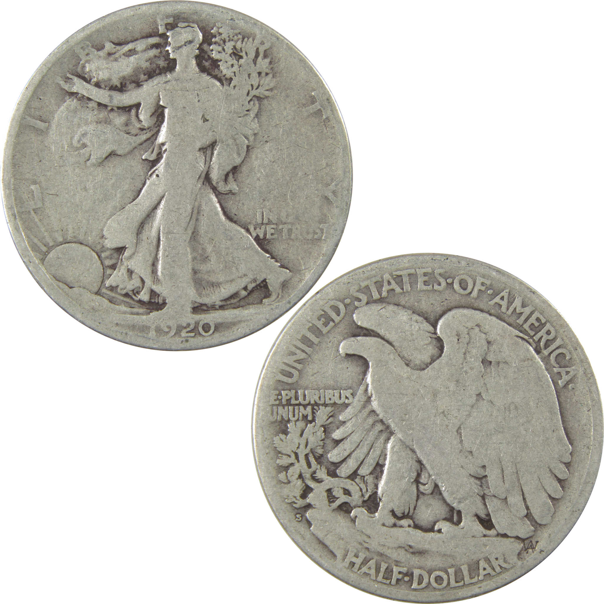 1920 S Liberty Walking Silver Half Dollar AG About Good SKU:I24148