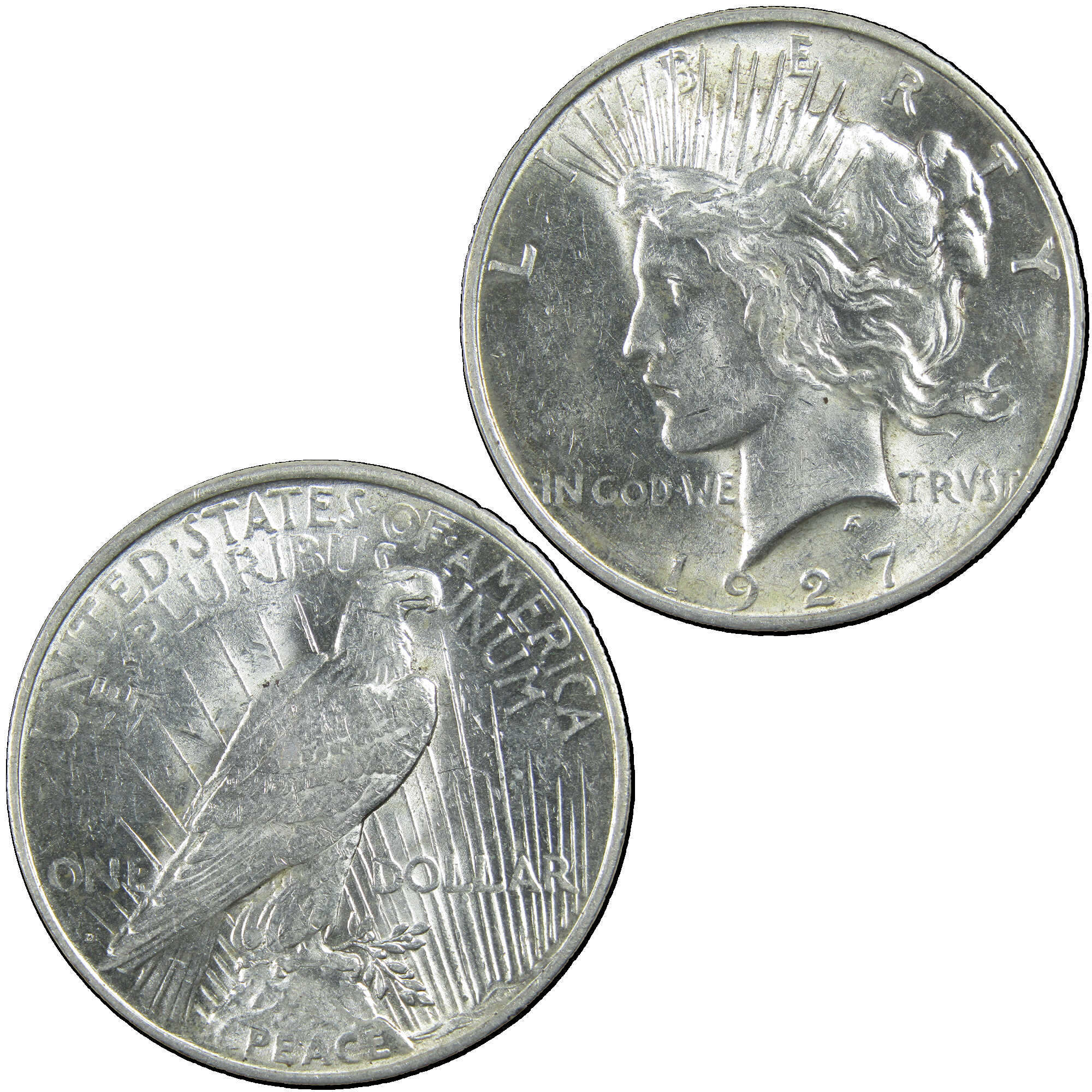 1927 D Peace Dollar AU About Uncirculated Silver $1 Coin SKU:I12942