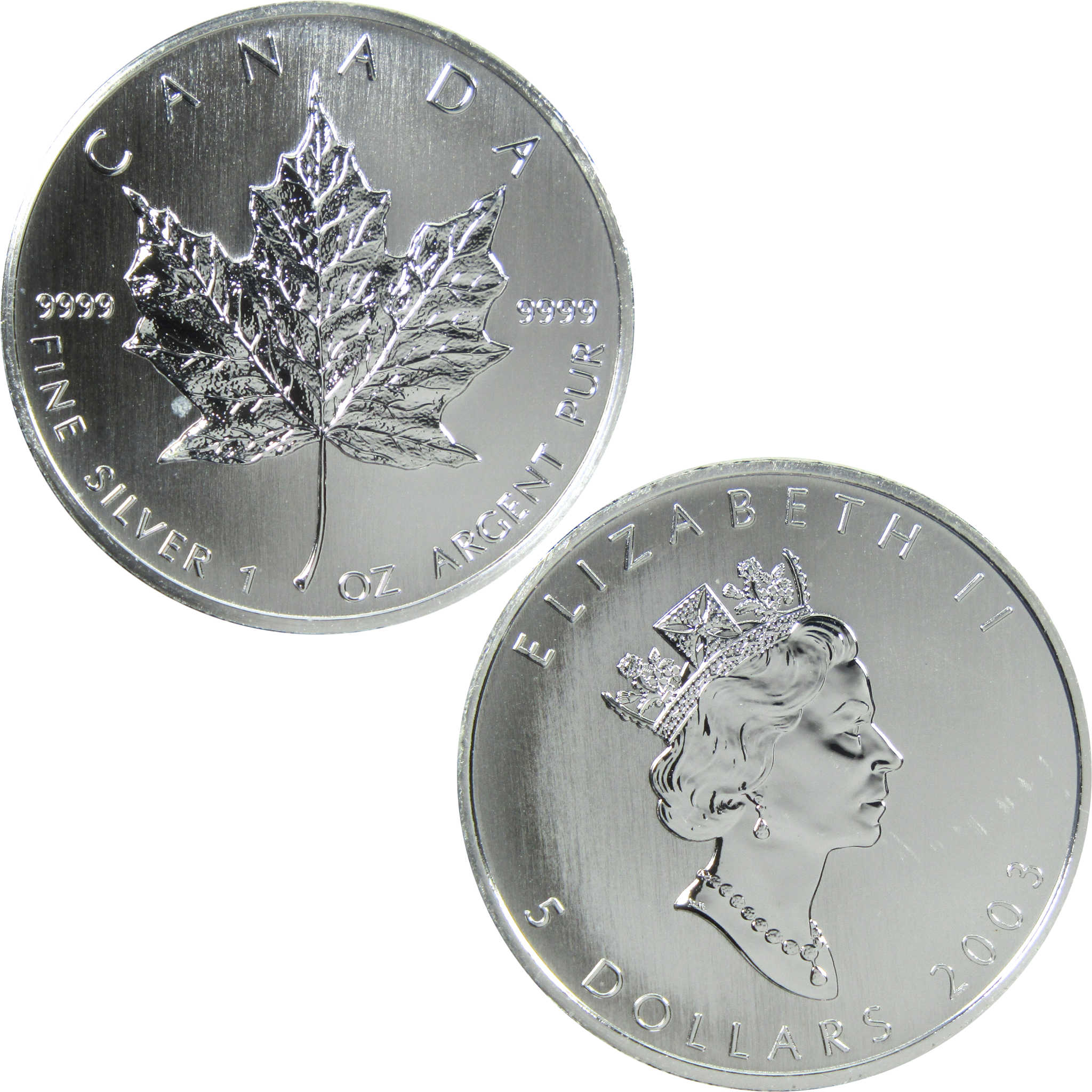 2003 Canadian Maple Leaf 1 oz .999 Silver Bullion $1 SKU:CPC7489