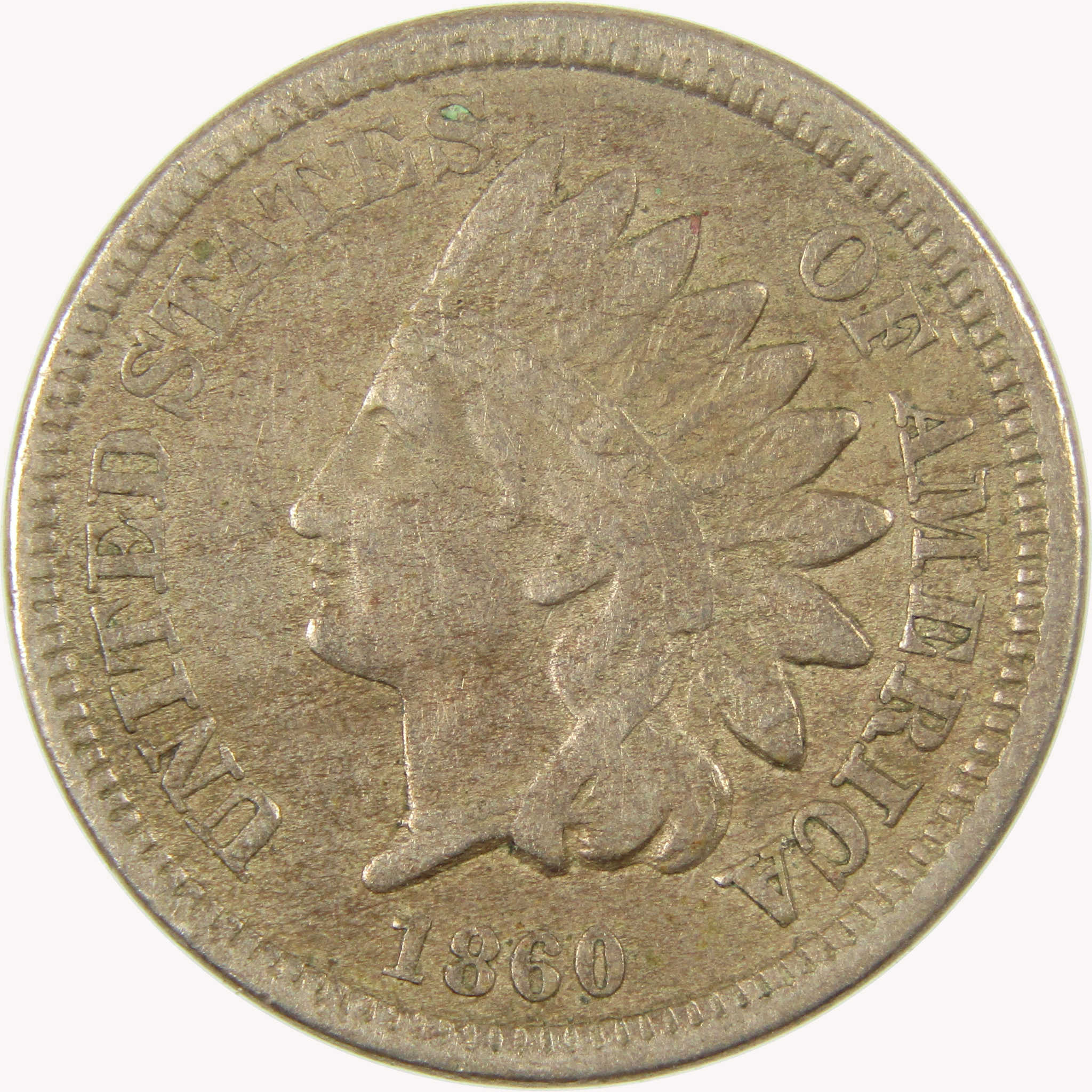 1860 Indian Head Cent F Fine Details Penny 1c Coin SKU:CP1068