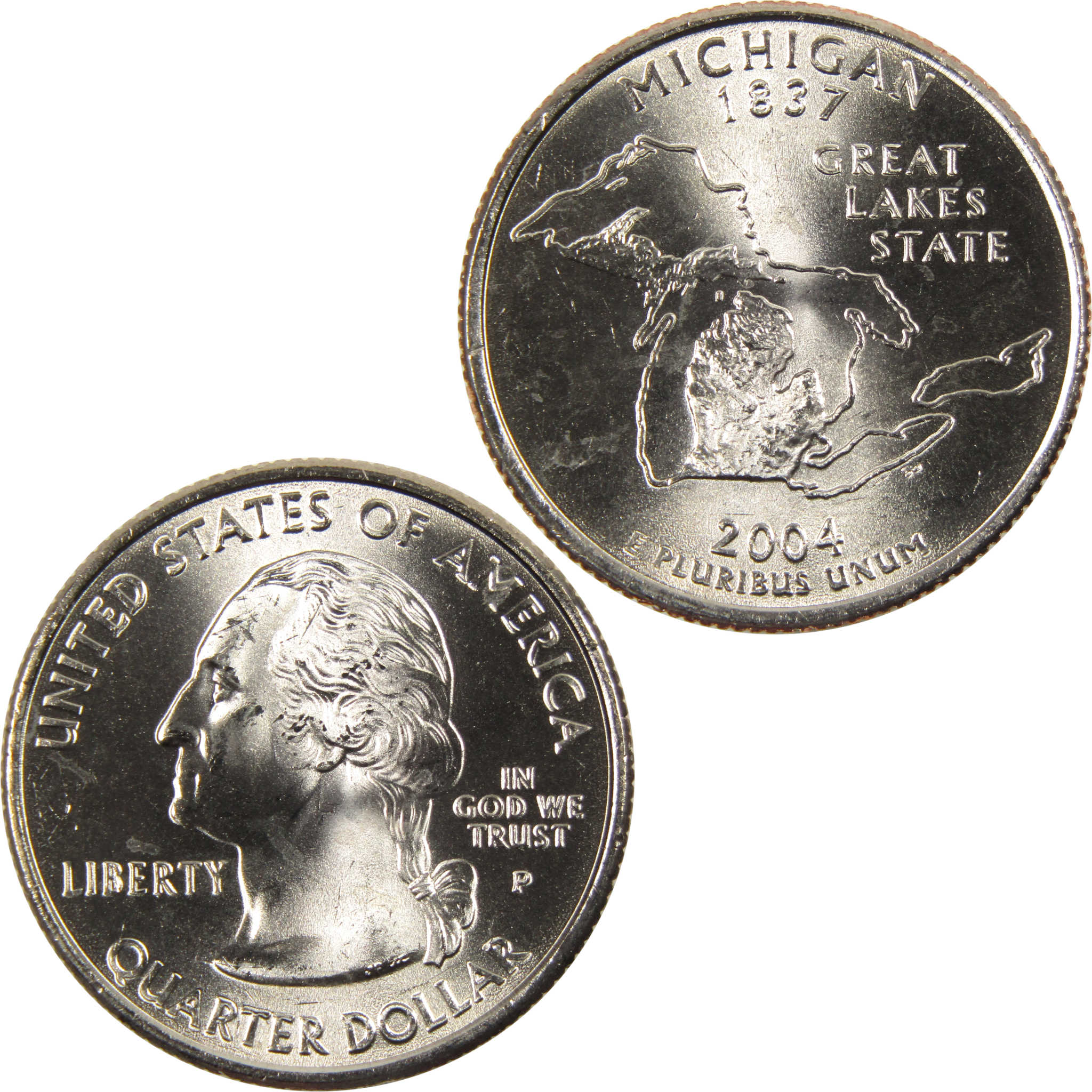 2004 P Michigan State Quarter BU Uncirculated Clad 25c Coin