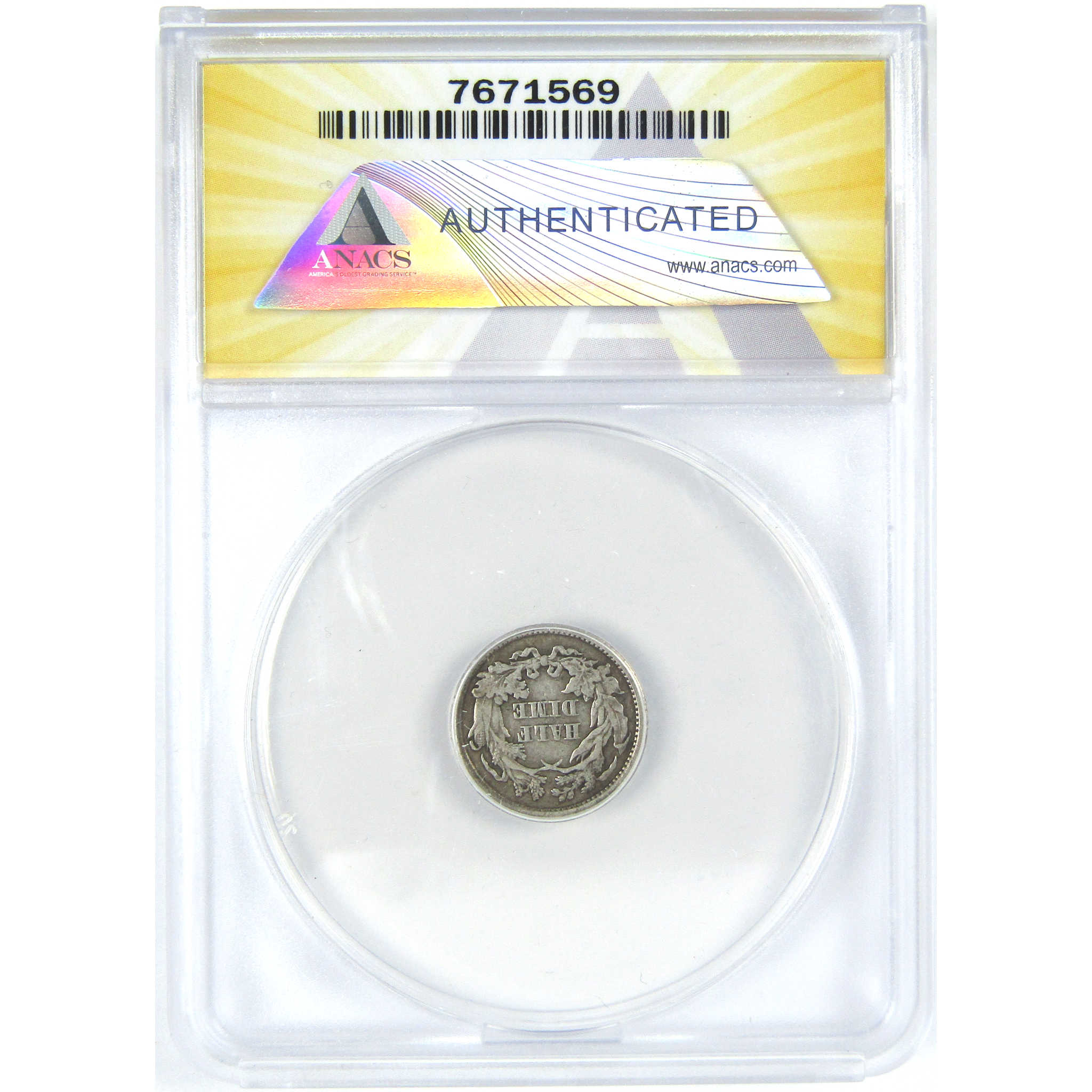 1861 Seated Liberty Half Dime F 12 ANACS Silver 5c Coin SKU:I16278