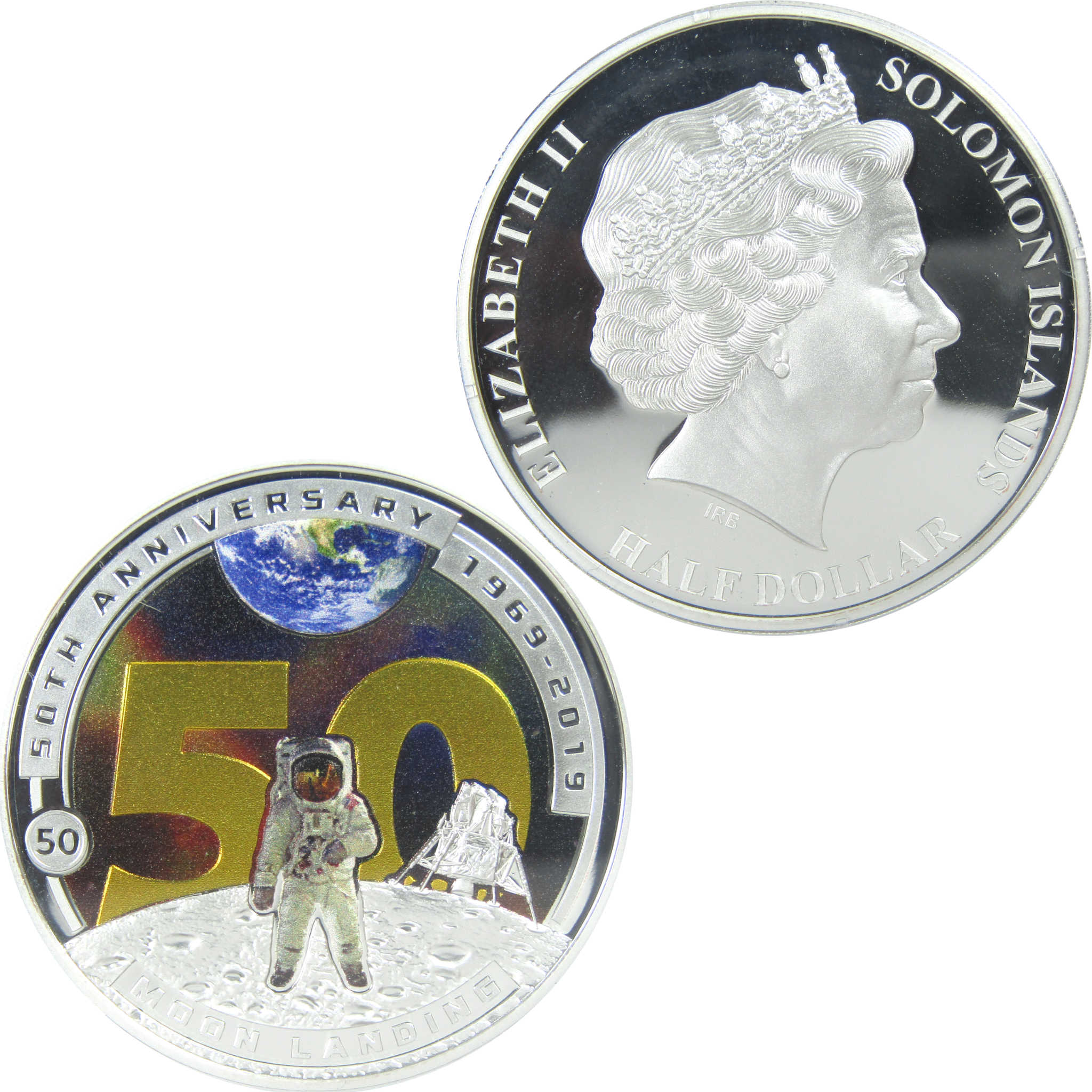 2019 Solomon Islands 50th Anniversary of Moon Landing Half $1 Proof