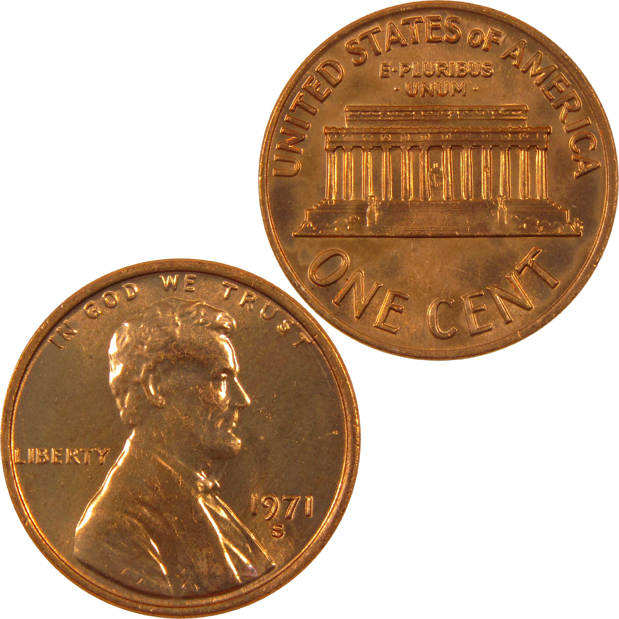 1971 S Lincoln Memorial Cent BU Uncirculated Penny 1c Coin