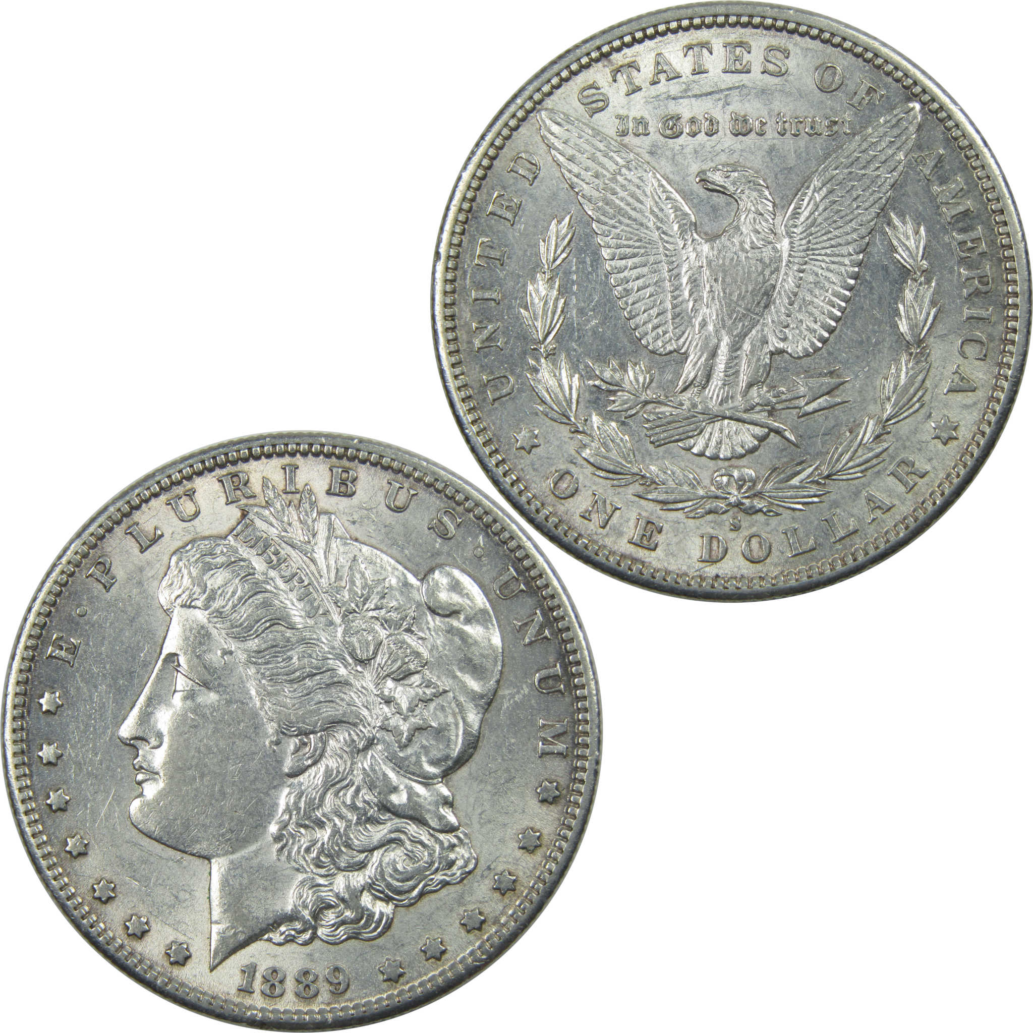 1889 S Morgan Dollar AU About Uncirculated Silver $1 Coin SKU:I15247 - Morgan coin - Morgan silver dollar - Morgan silver dollar for sale - Profile Coins &amp; Collectibles