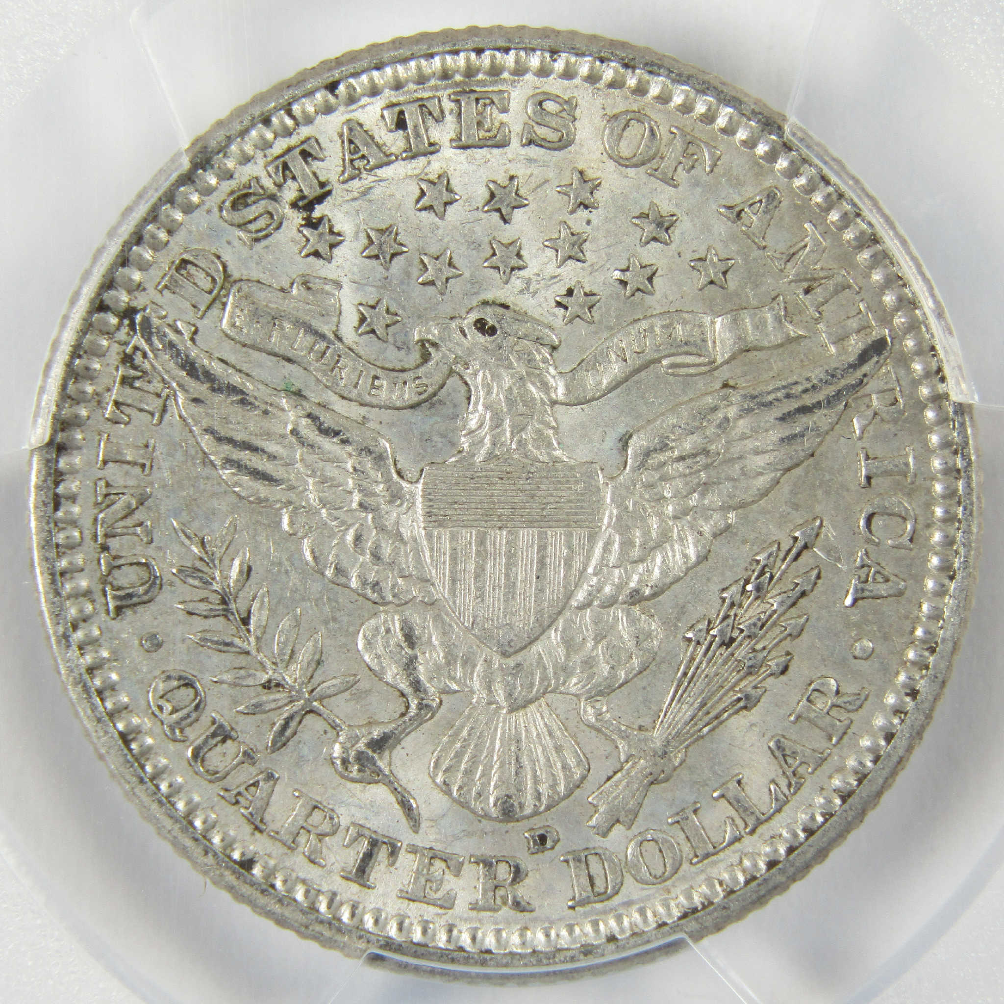 1907 D Barber Silver Quarter AU 58 PCGS 25c Coin Collectible
