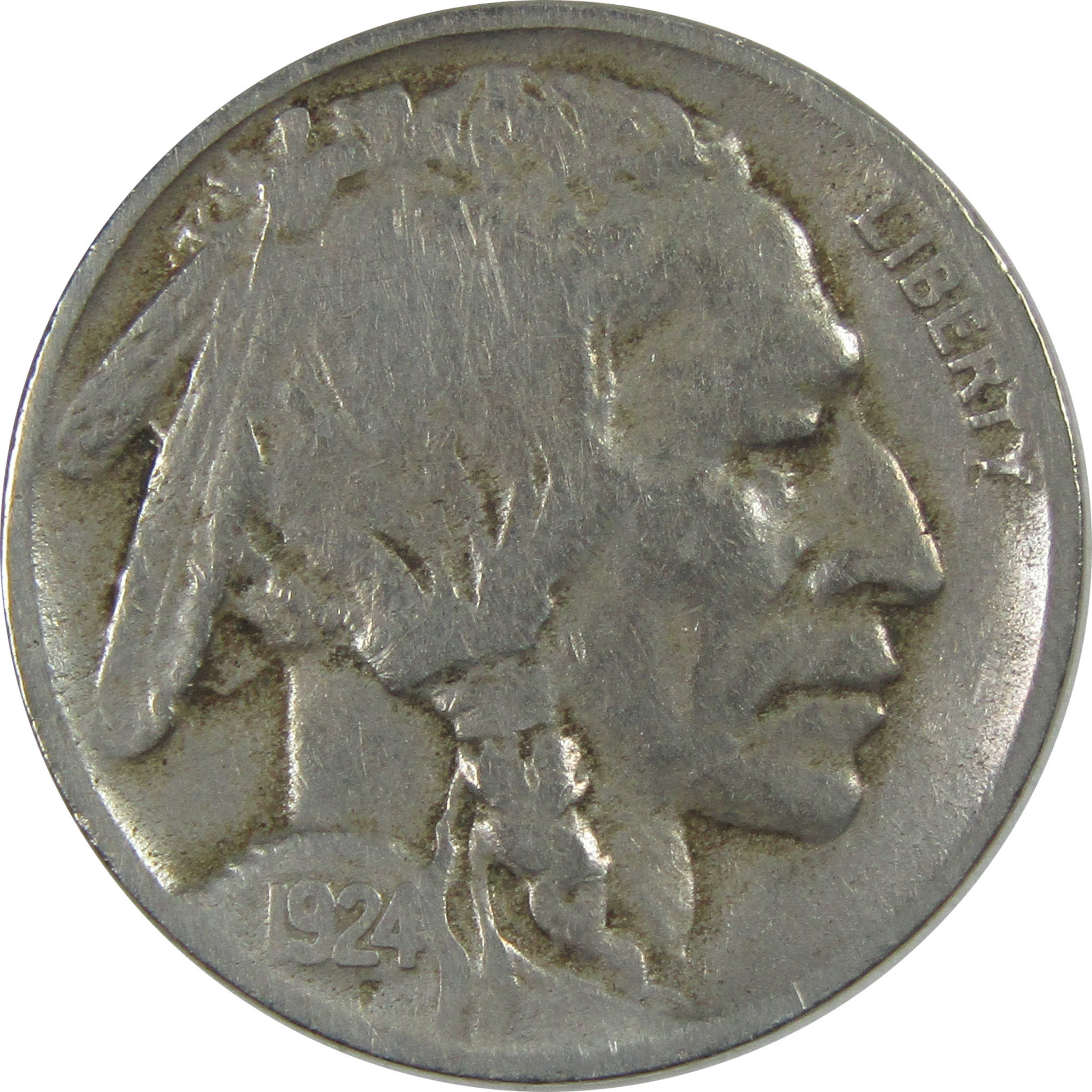 1924 D Indian Head Buffalo Nickel F Fine Details 5c Coin SKU:I16048