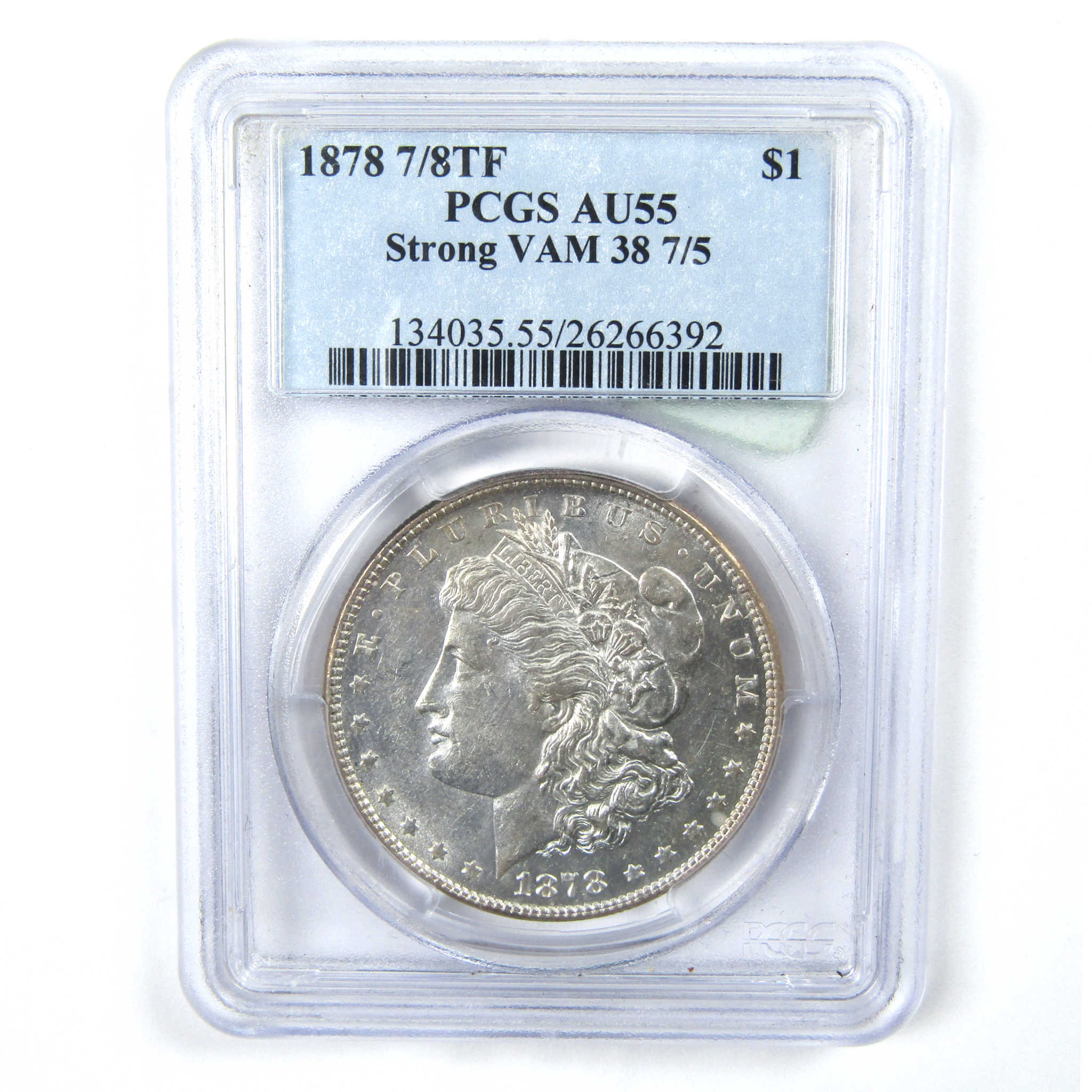 1878 VAM 38 7/5 Morgan Dollar AU 55 PCGS Silver $1 Coin SKU:CPC7163 - Morgan coin - Morgan silver dollar - Morgan silver dollar for sale - Profile Coins &amp; Collectibles