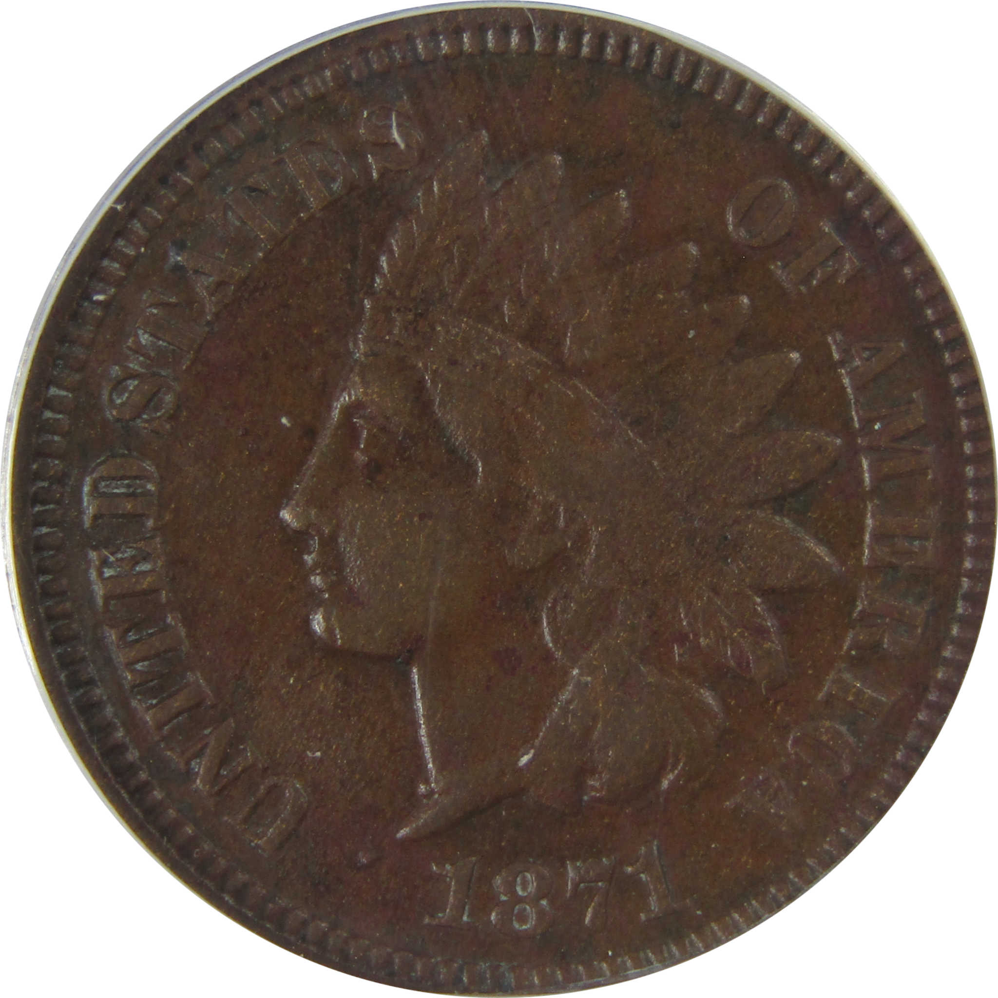 1871 Indian Head Cent EF 40 Details ANACS Penny 1c Coin SKU:CPC1180