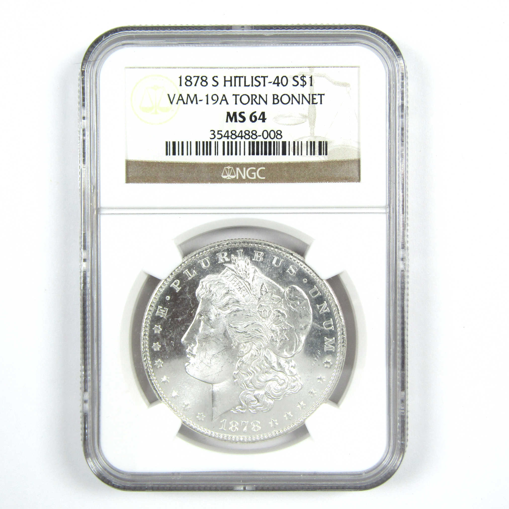 1878 S VAM-19A Torn Bonnet Morgan Dollar MS 64 NGC Silver SKU:CPC7315 - Morgan coin - Morgan silver dollar - Morgan silver dollar for sale - Profile Coins &amp; Collectibles