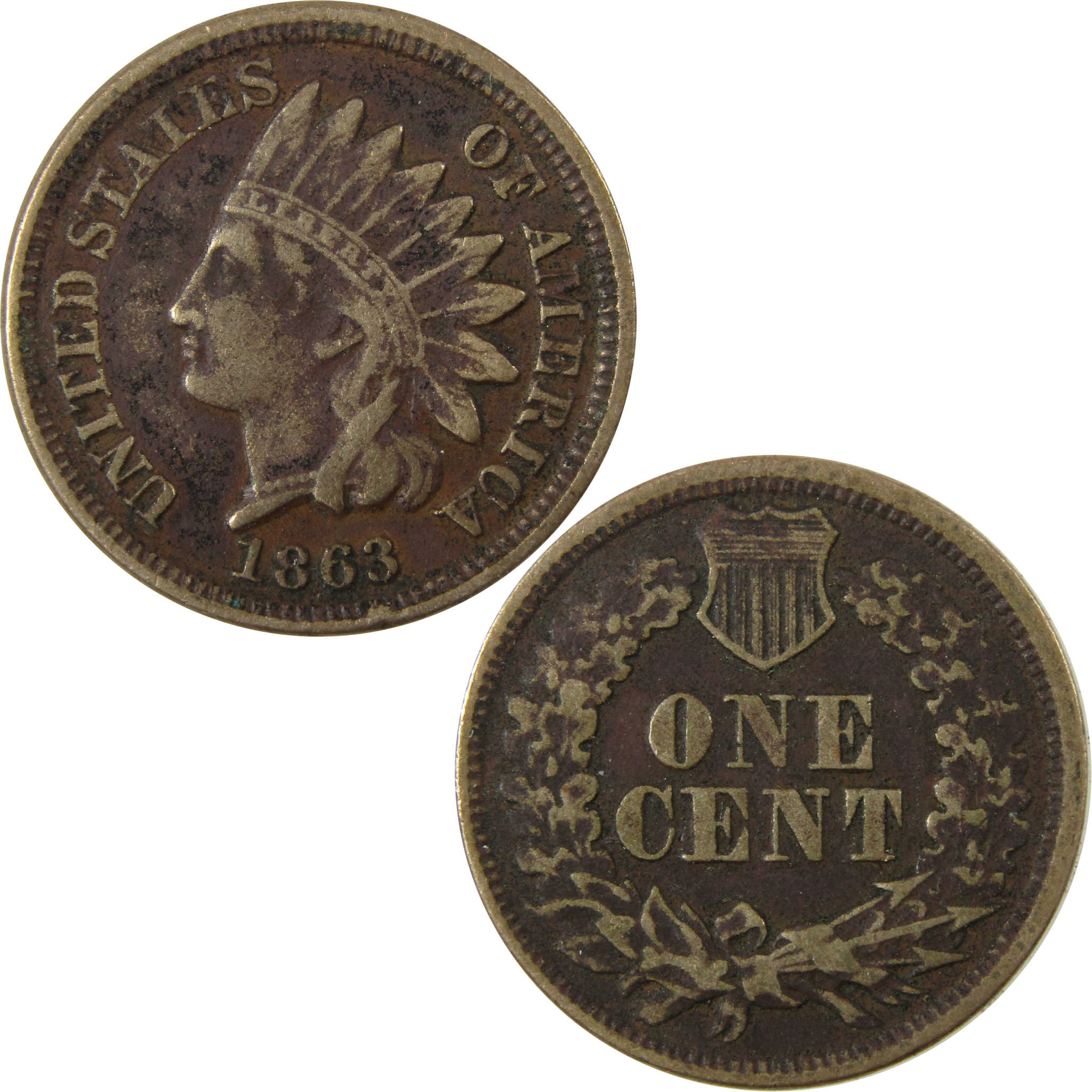 1863 Indian Head Cent VF Very Fine Details Penny 1c Coin SKU:CP1172
