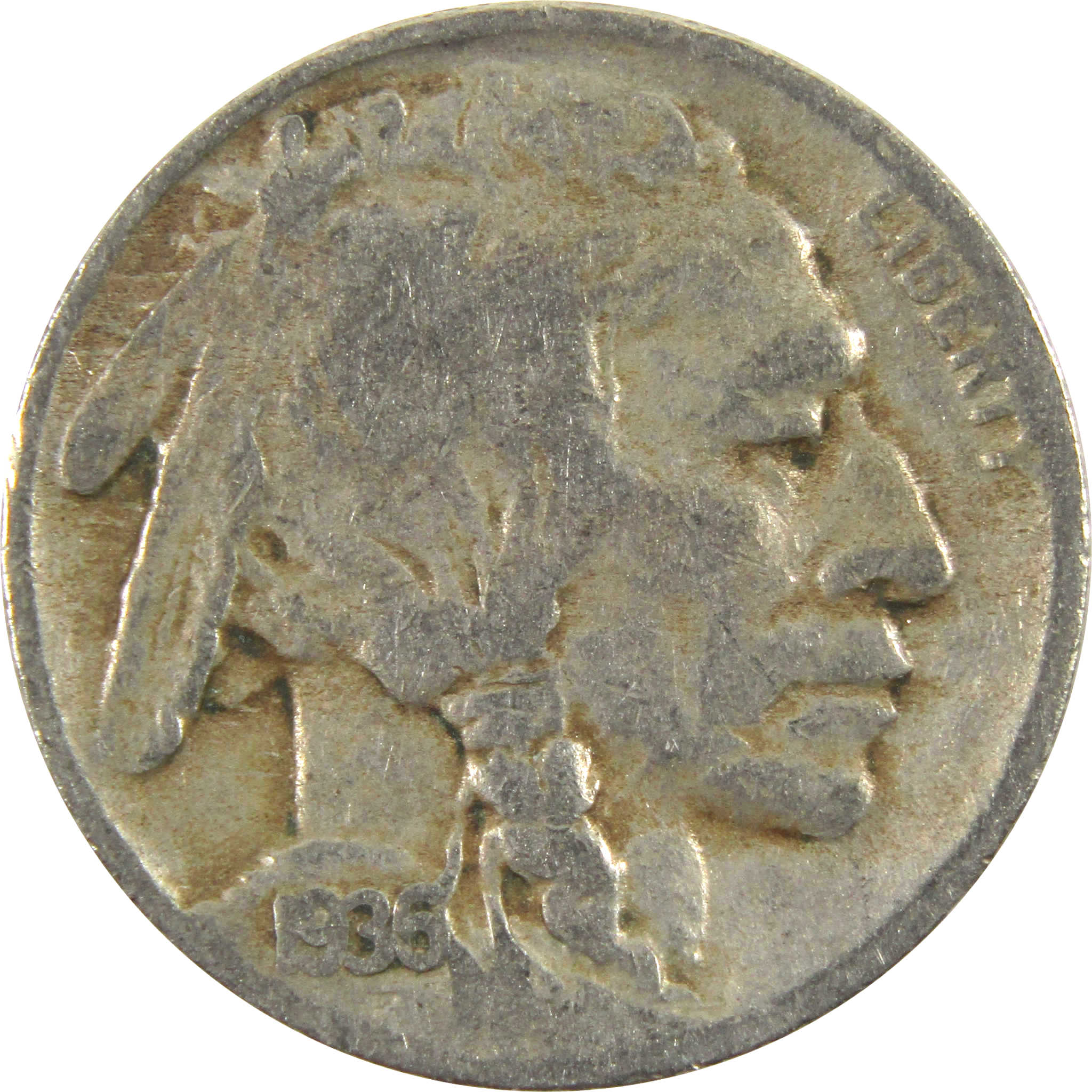 1936 D Indian Head Buffalo Nickel AG About Good 5c Coin
