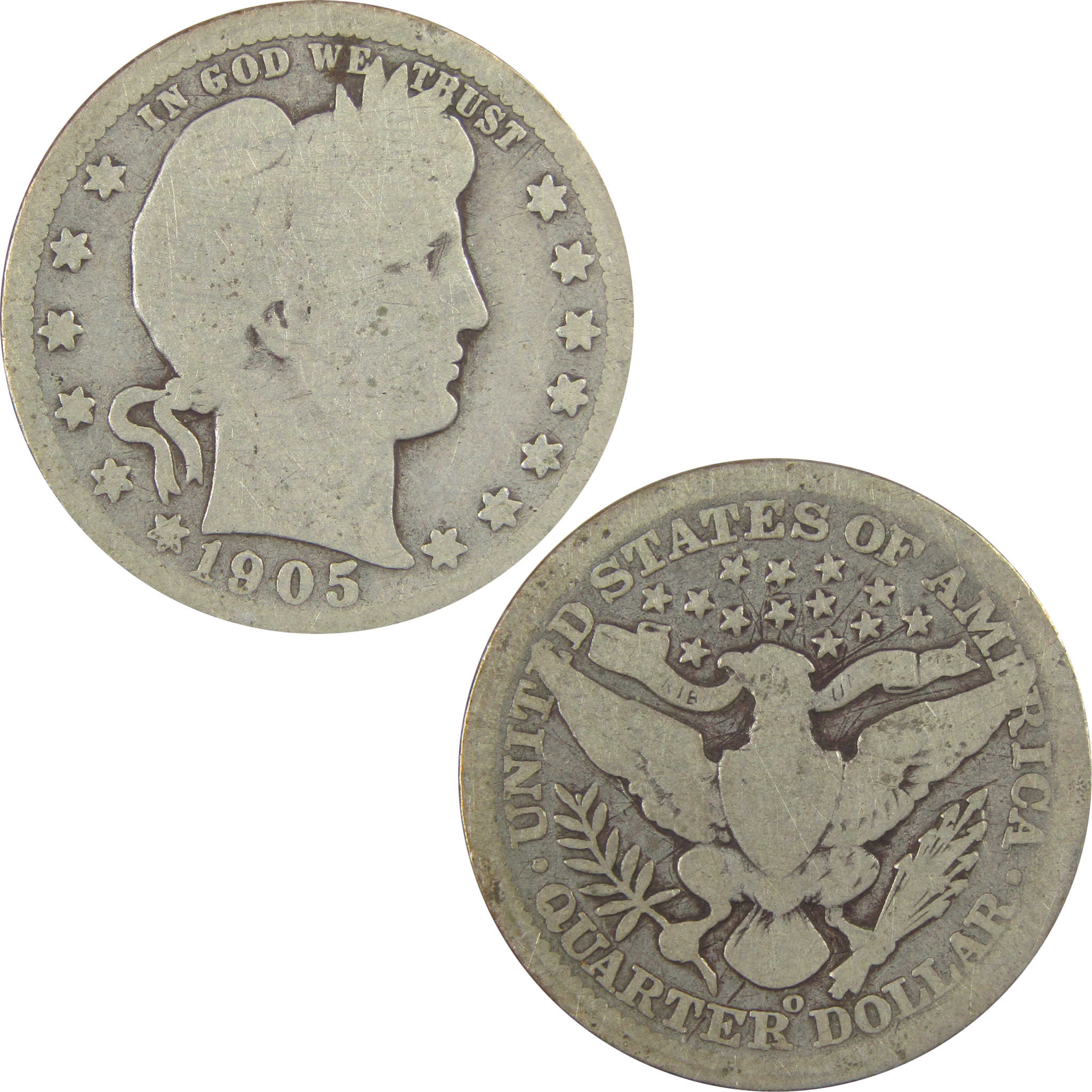 1905 O Barber Quarter G Good Silver 25c Coin SKU:I21820