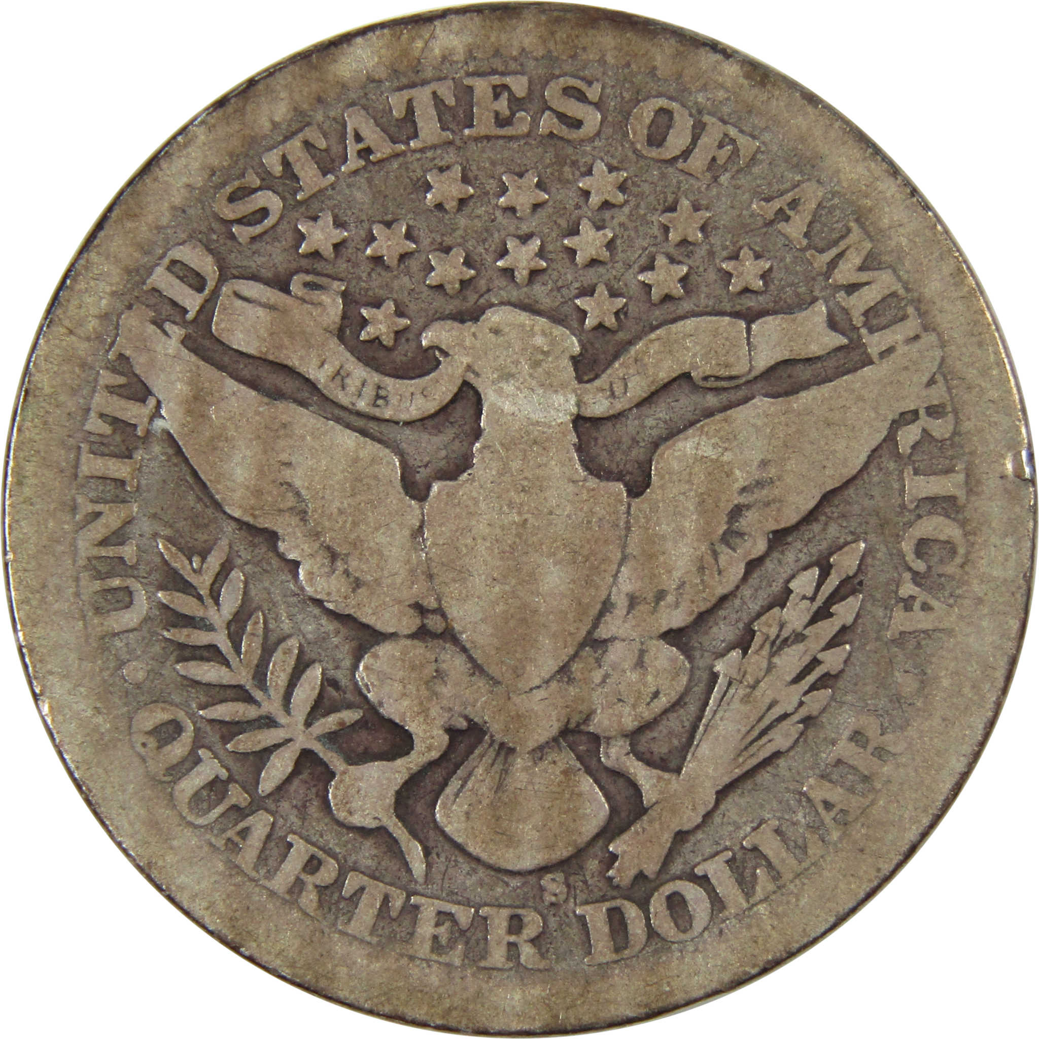 1908 S Barber Quarter G Good 90% Silver 25c Coin SKU:I8349