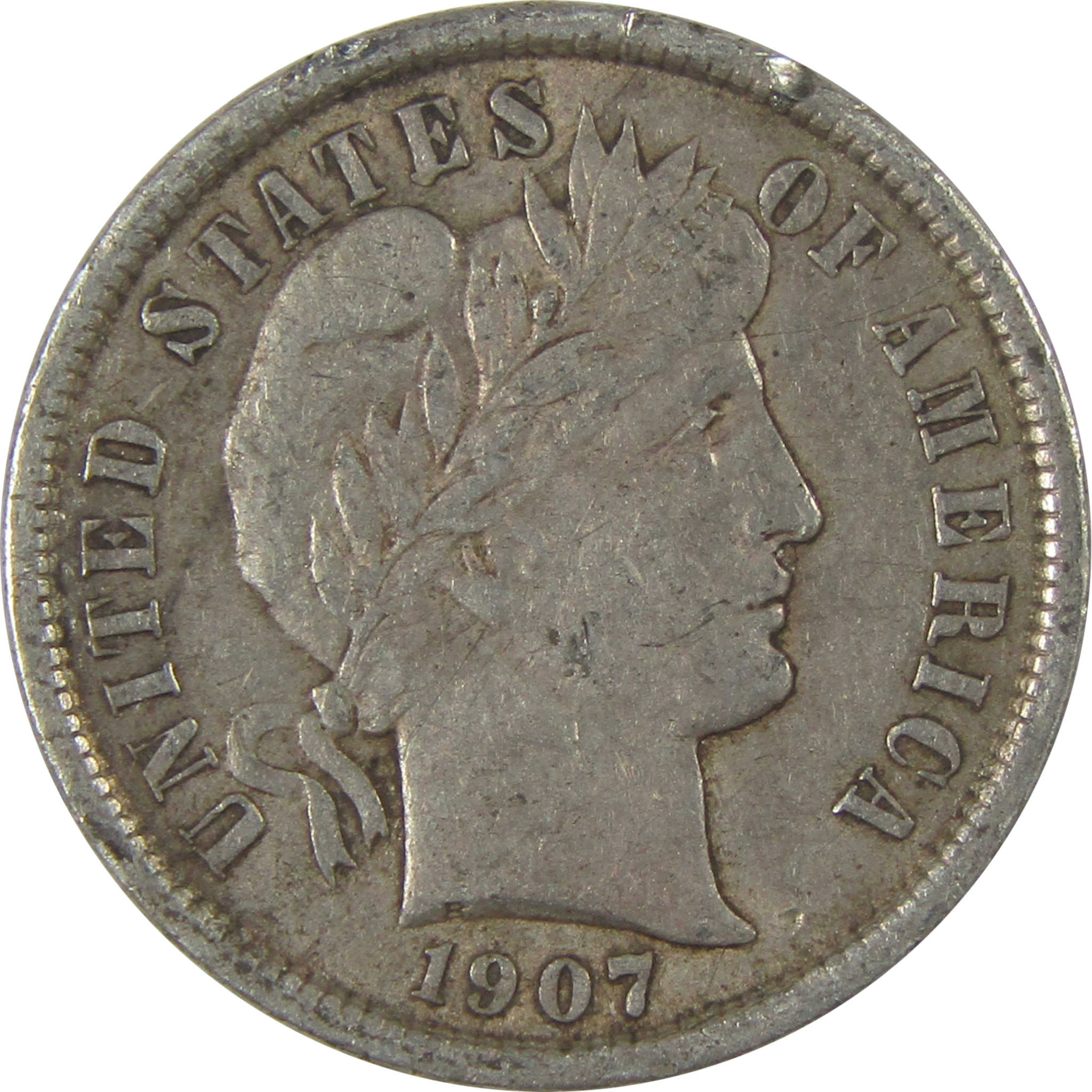 1907 Barber Dime XF EF Extremely Fine Silver 10c Coin SKU:I21109