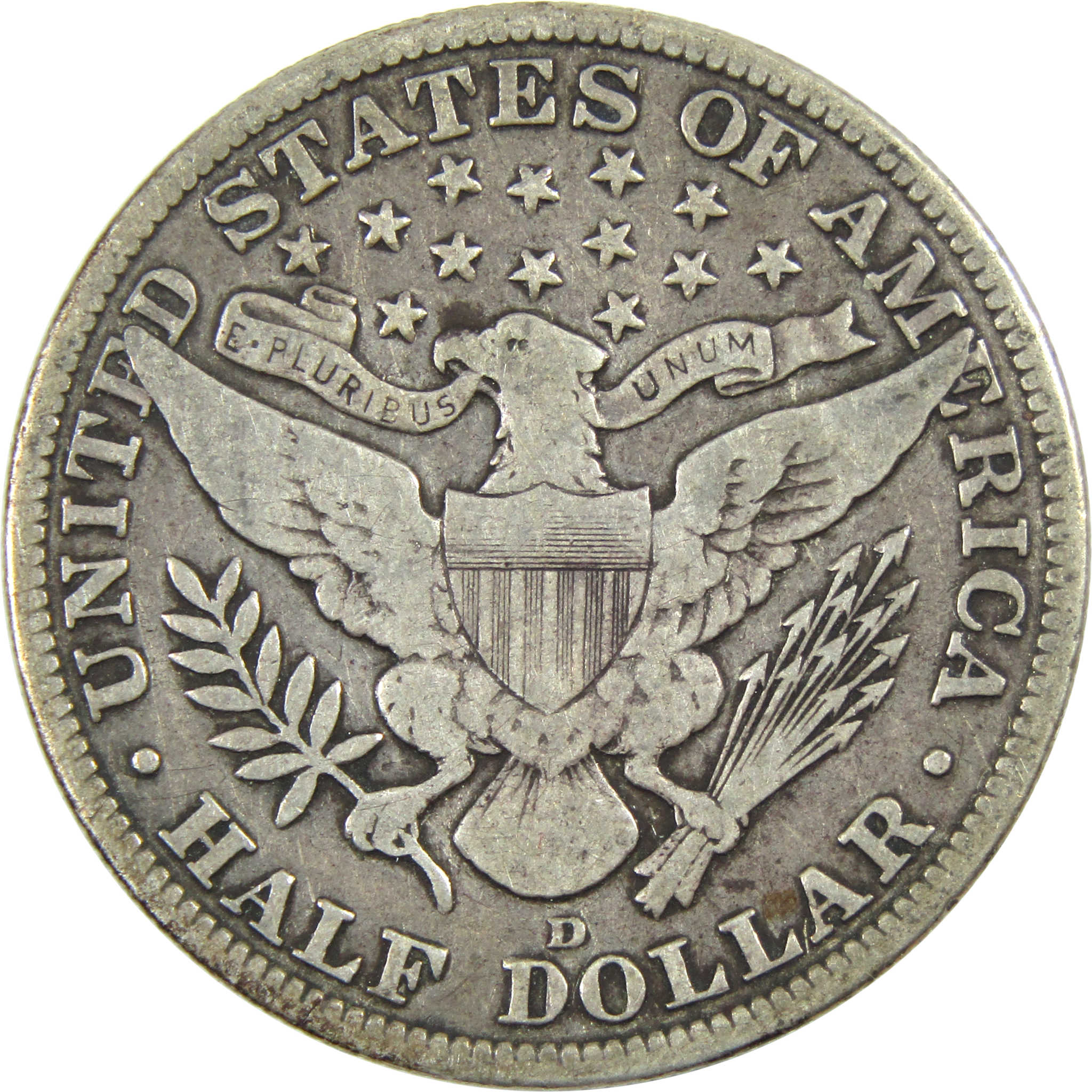 1915 D Barber Half Dollar F Fine Silver 50c Coin SKU:I13308