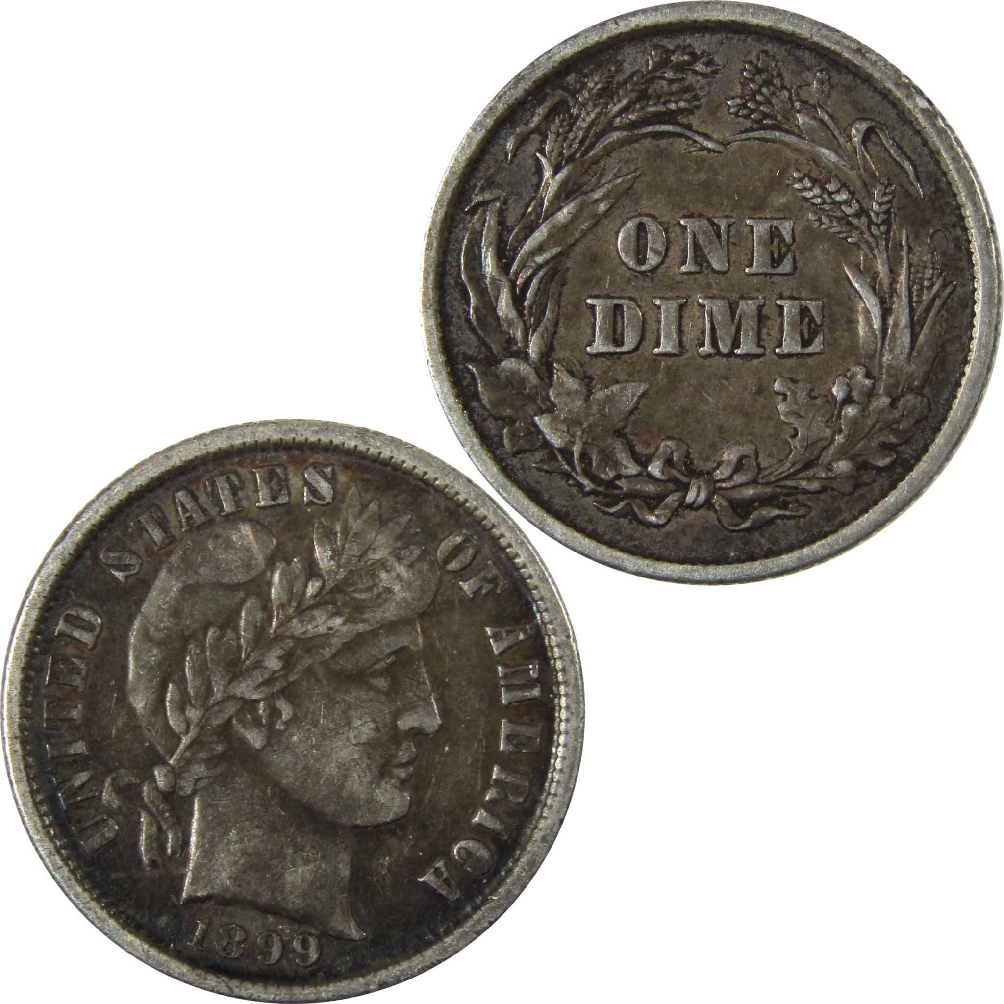 1899 Barber Silver Dime VF Very Fine 10c Coin Collectible SKU:CP992