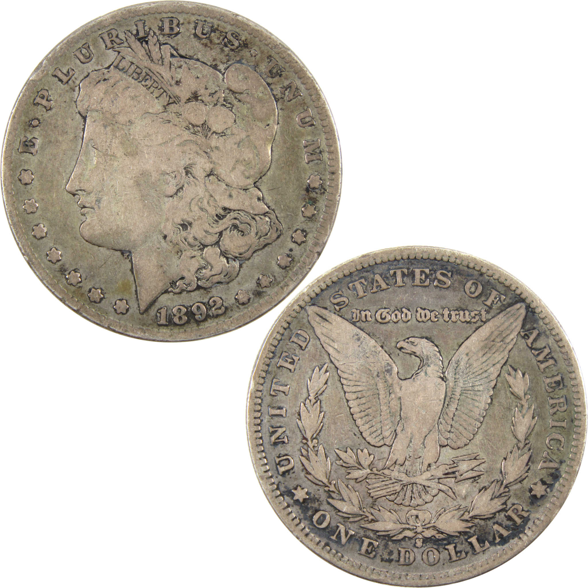 1892 S Morgan Dollar VG Very Good 90% Silver $1 Coin SKU:CPC4975 - Morgan coin - Morgan silver dollar - Morgan silver dollar for sale - Profile Coins &amp; Collectibles