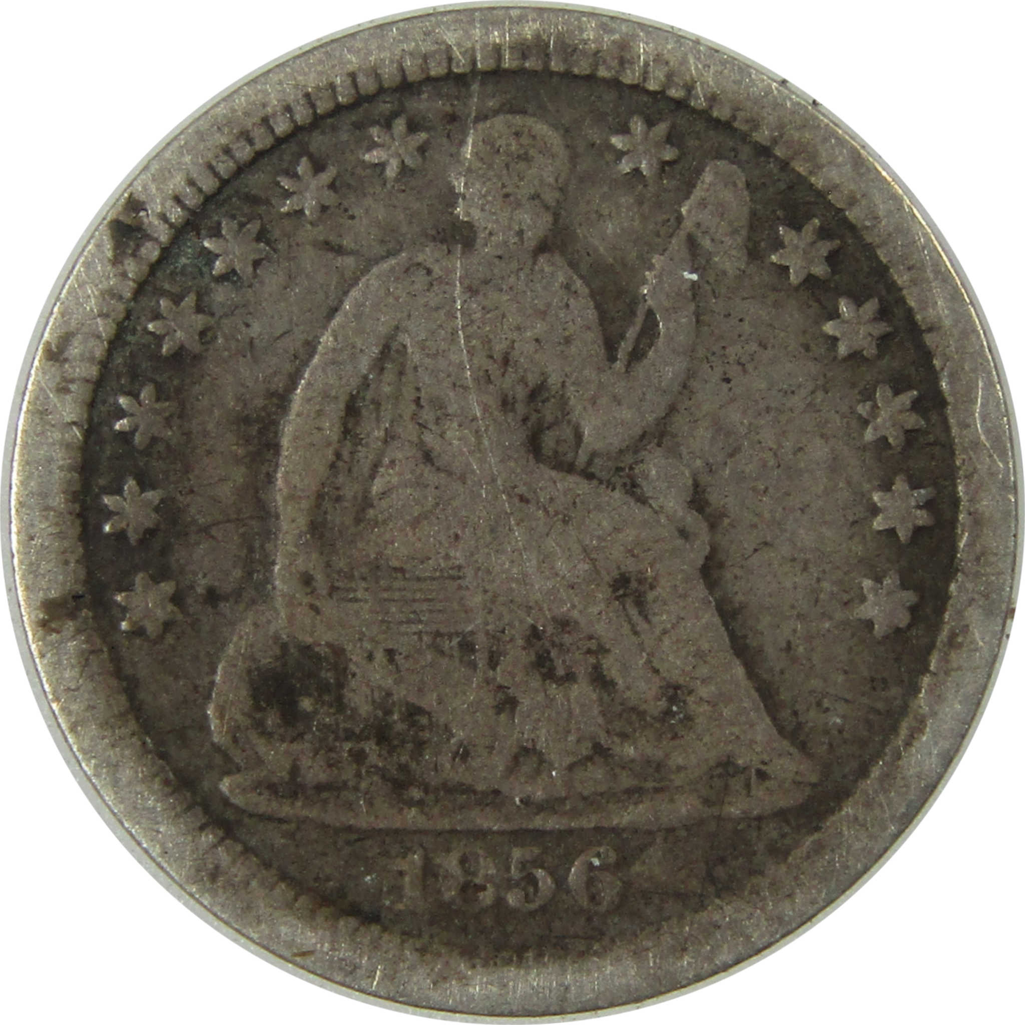 1856 Seated Liberty Silver Half Dime G Good 5c Coin SKU:I25385