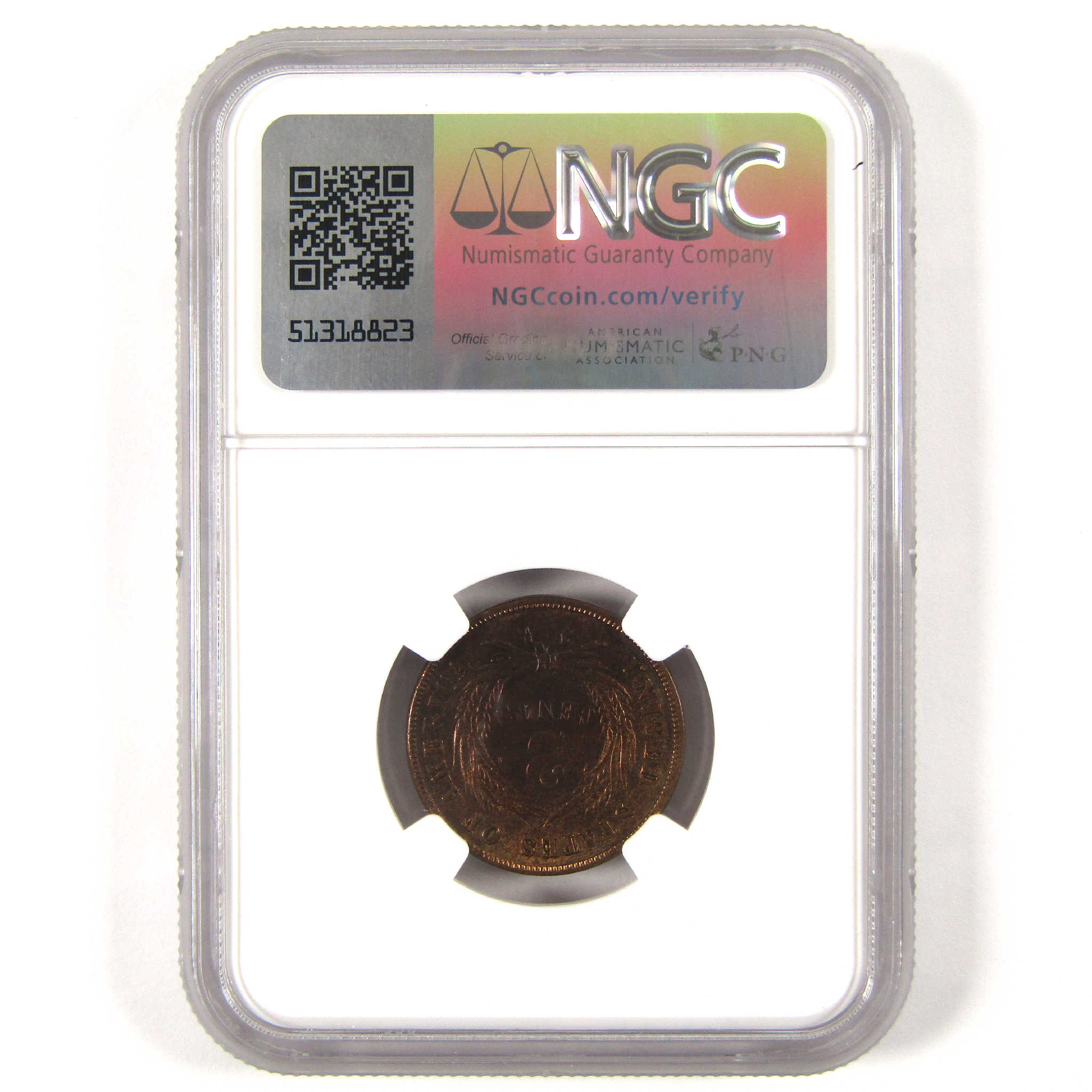 1872 Two Cent Piece Uncirculated Details NGC 2c Coin SKU:CPC6381