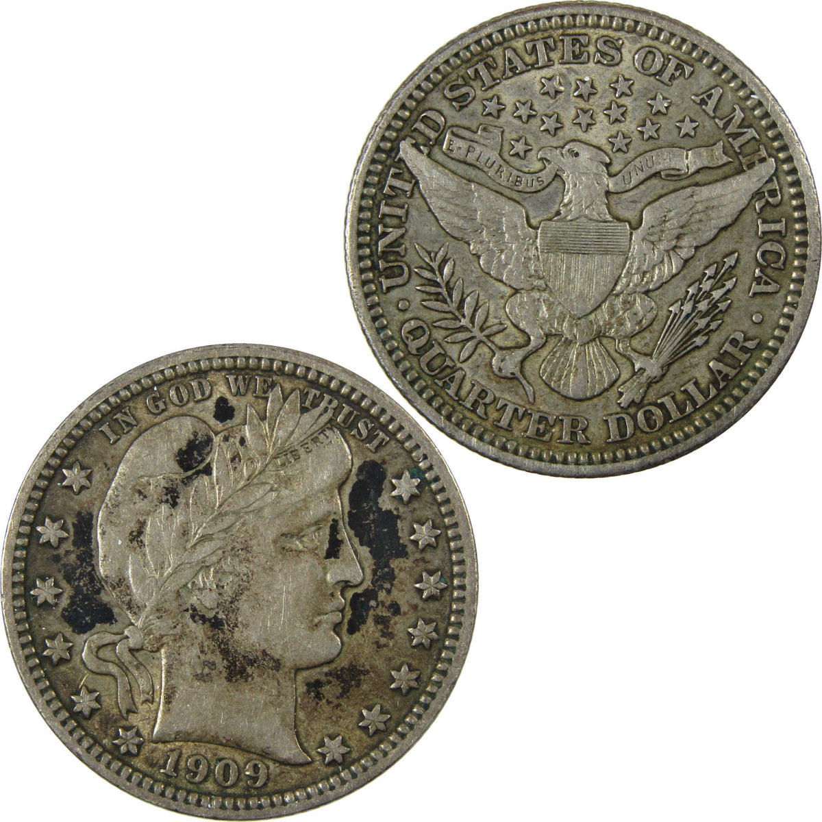 1909 Barber Silver Quarter XF EF Extremely Fine 25c Coin SKU:I28521