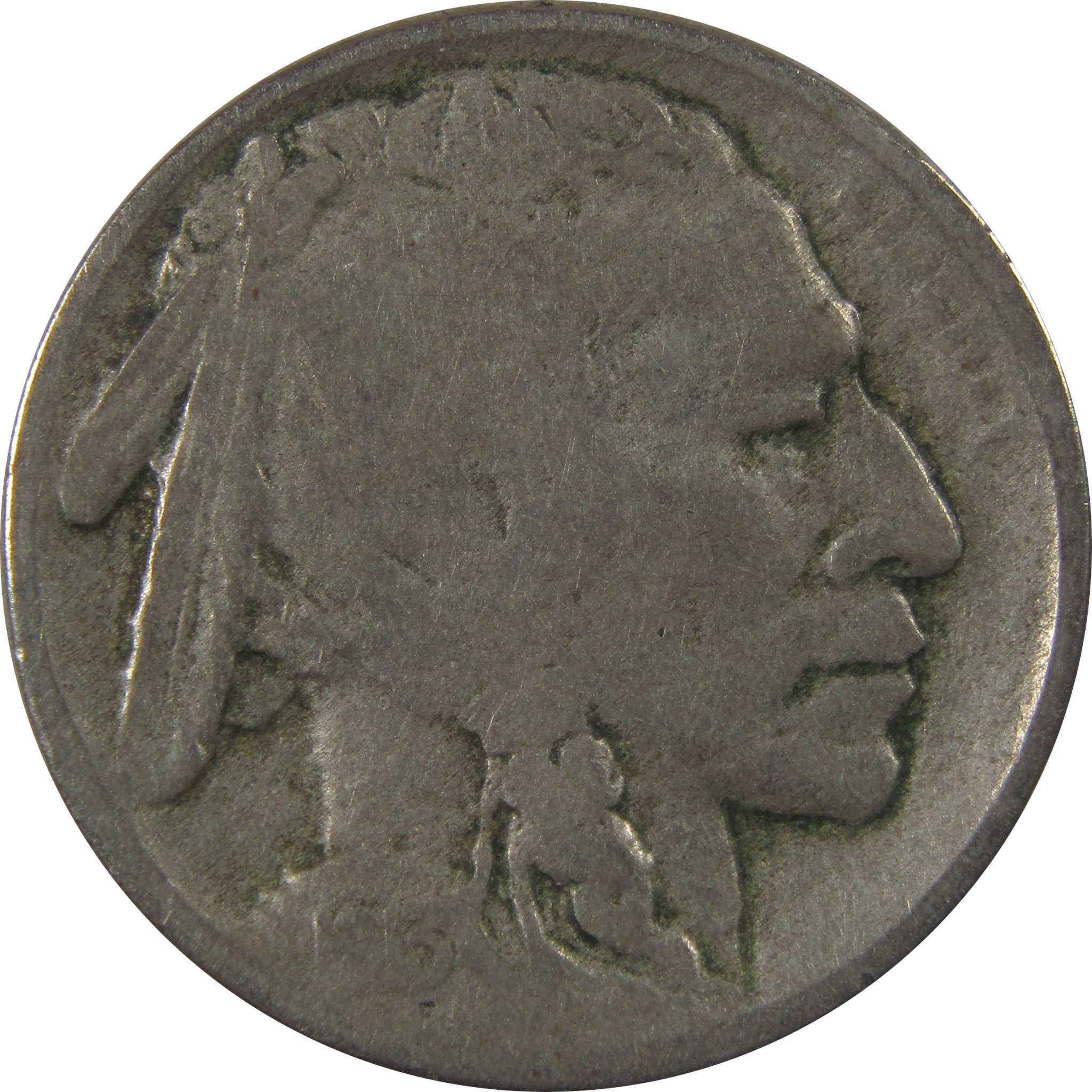 1913 S Type 2 Indian Head Buffalo Nickel F Fine 5c Coin SKU:I24056