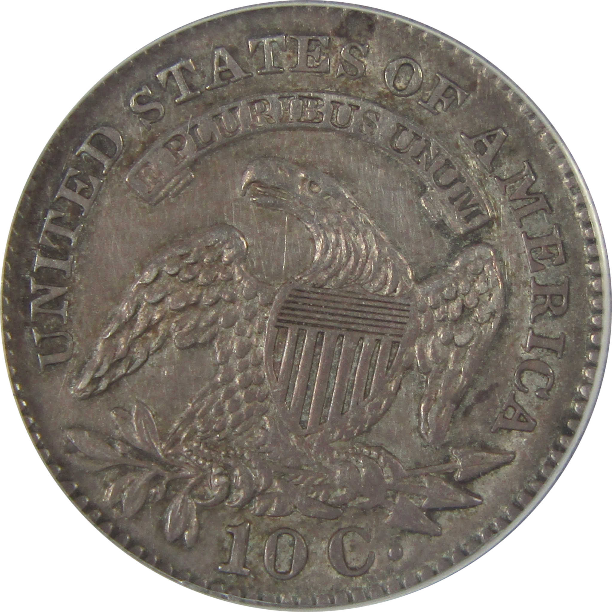 1827 Pointed Top Capped Bust Dime AU 58 Details ANACS SKU:I22964