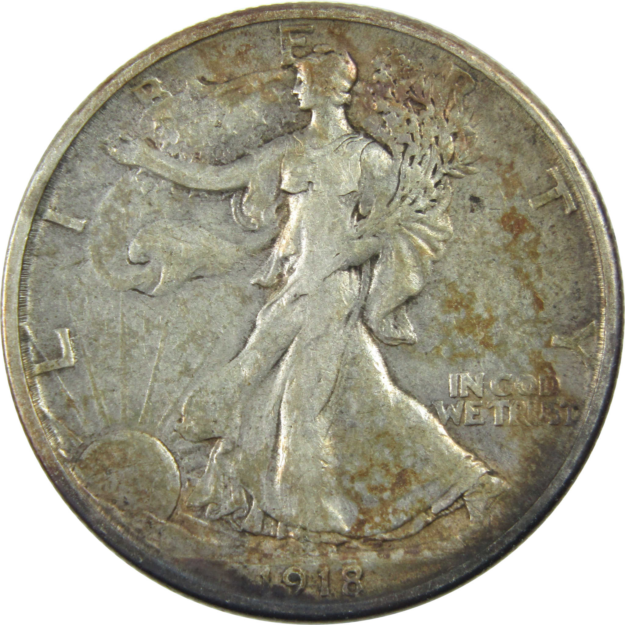 1918 S Liberty Walking Half Dollar VF Very Fine Silver SKU:I13053