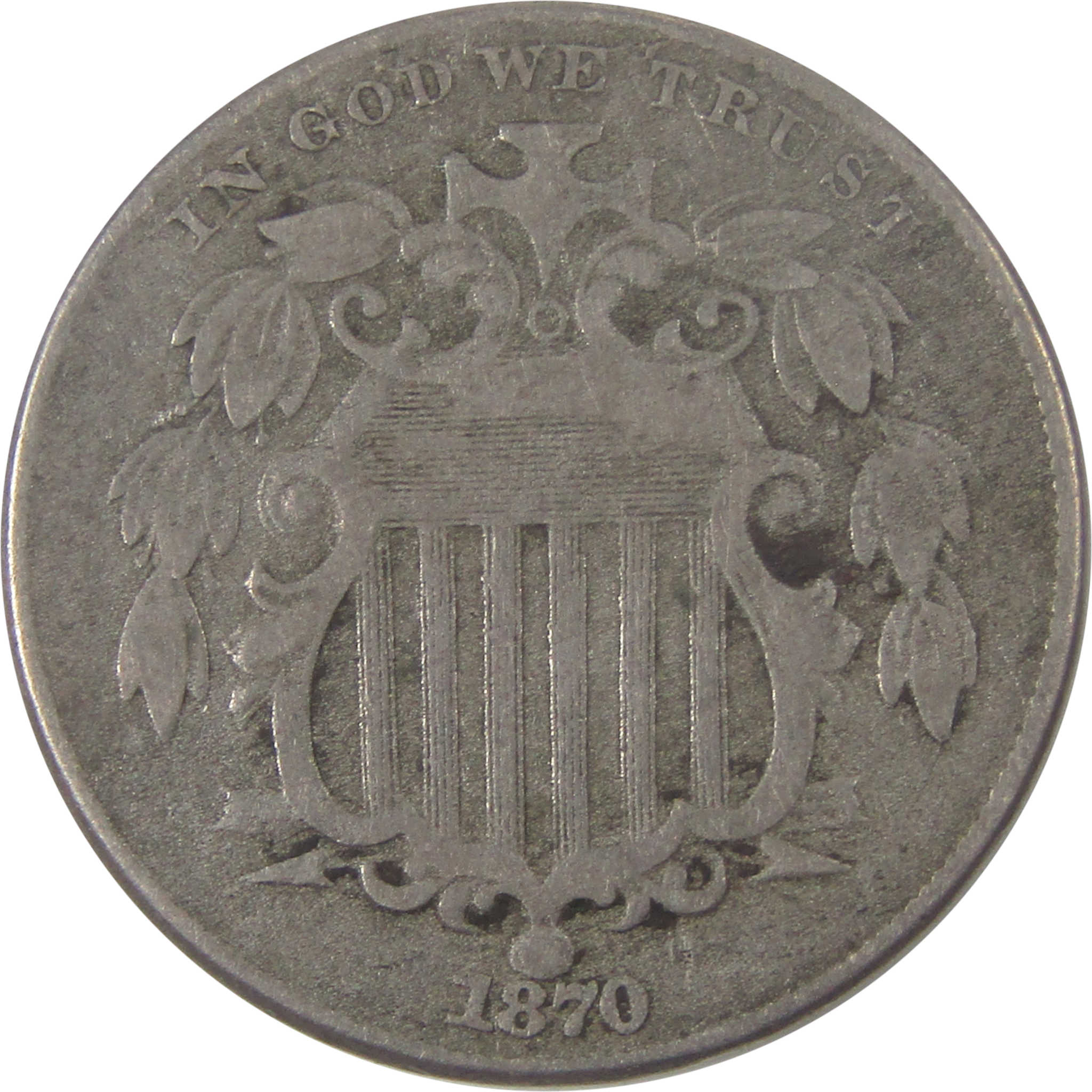 1870 Shield Nickel VF Very Fine Details 5c Coin SKU:I16694