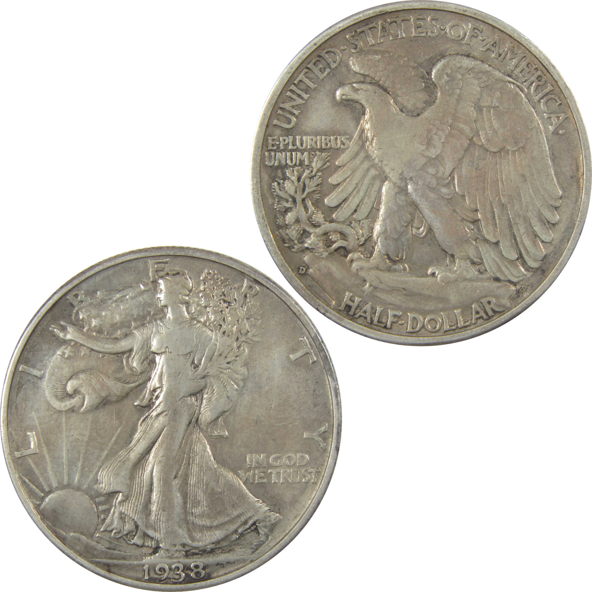 1938 D Liberty Walking Silver 50c VF Very Fine Details SKU:I24111