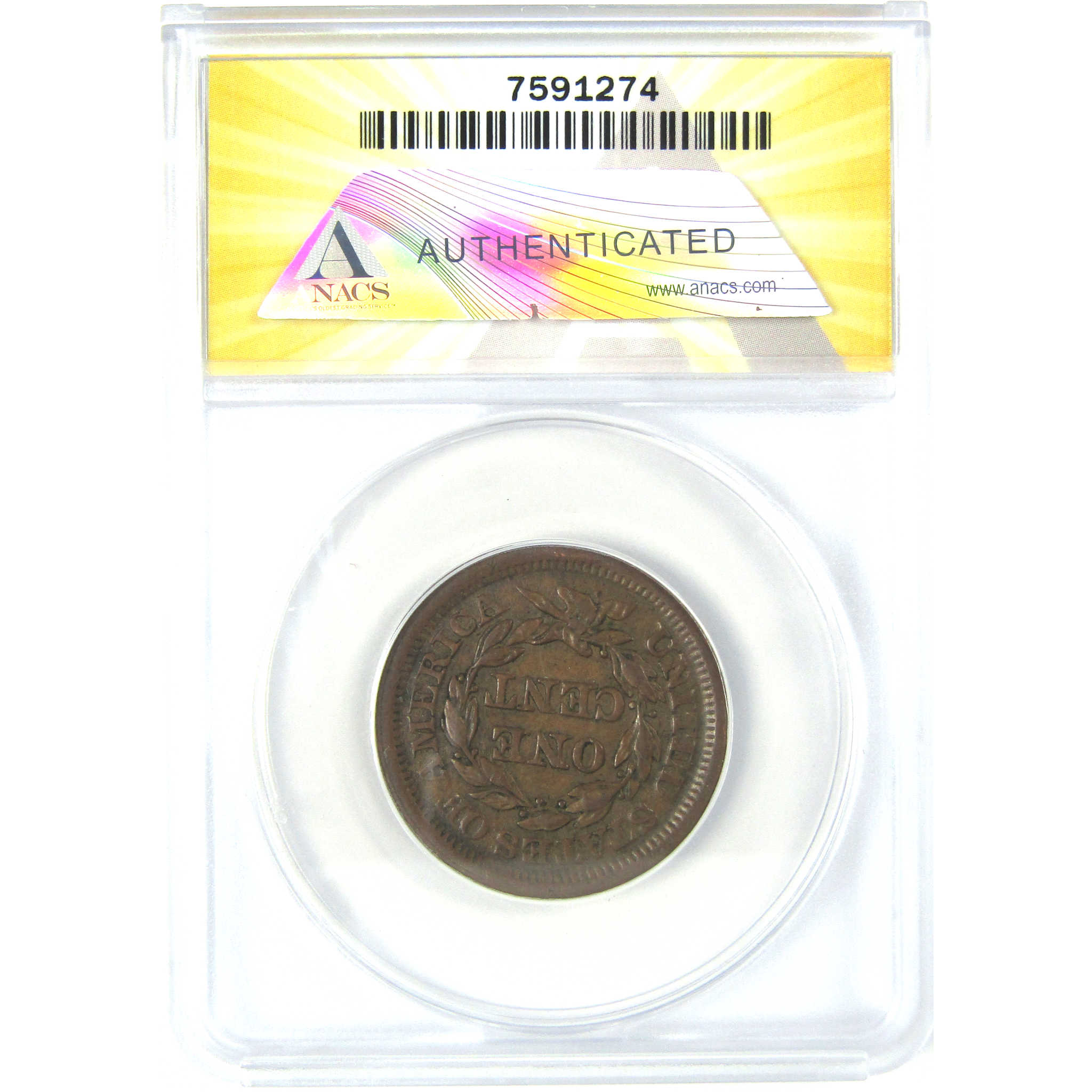 1853 Braided Hair Large Cent AU 50 ANACS Copper Penny 1c SKU:I16259