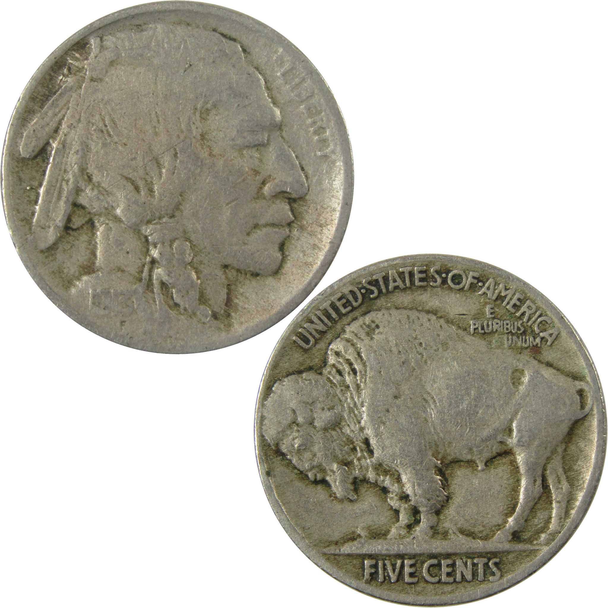 1913 Type 2 Indian Head Buffalo Nickel F Fine 5c Coin SKU:I28125