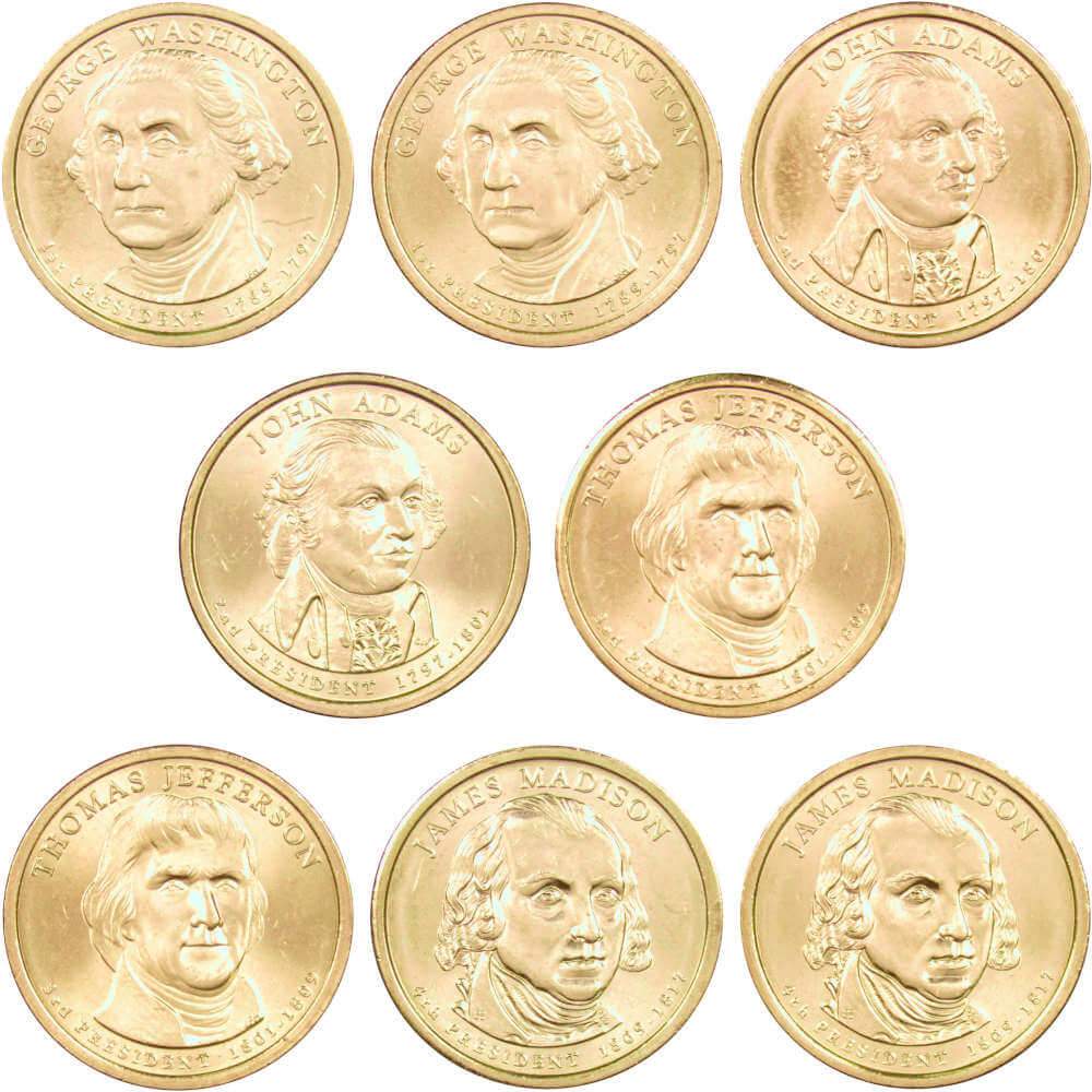 2007 P&D Presidential Dollar 8 Coin Set Uncirculated Mint State