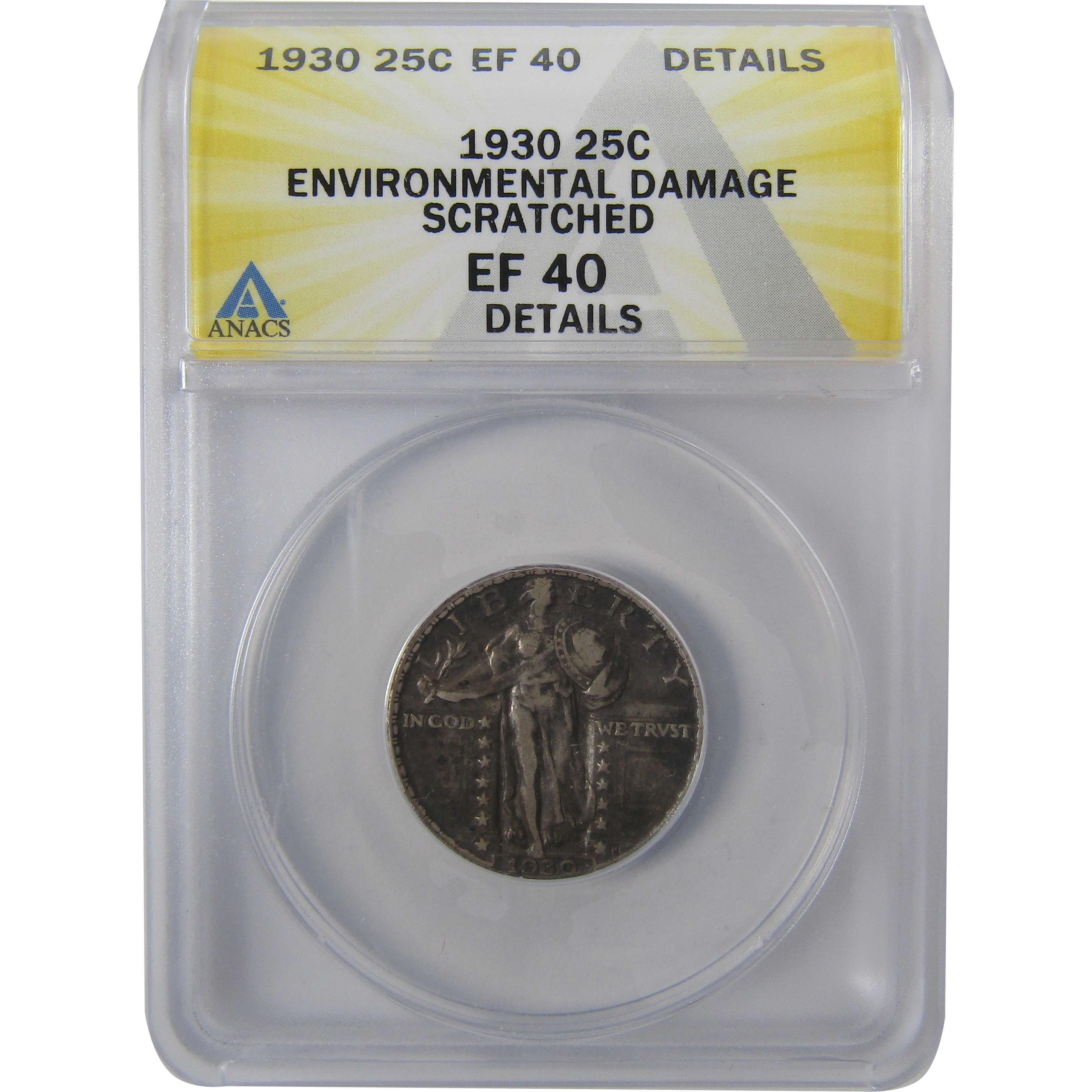 1930 Standing Liberty Silver Quarter EF 40 Details ANACS SKU:I25453