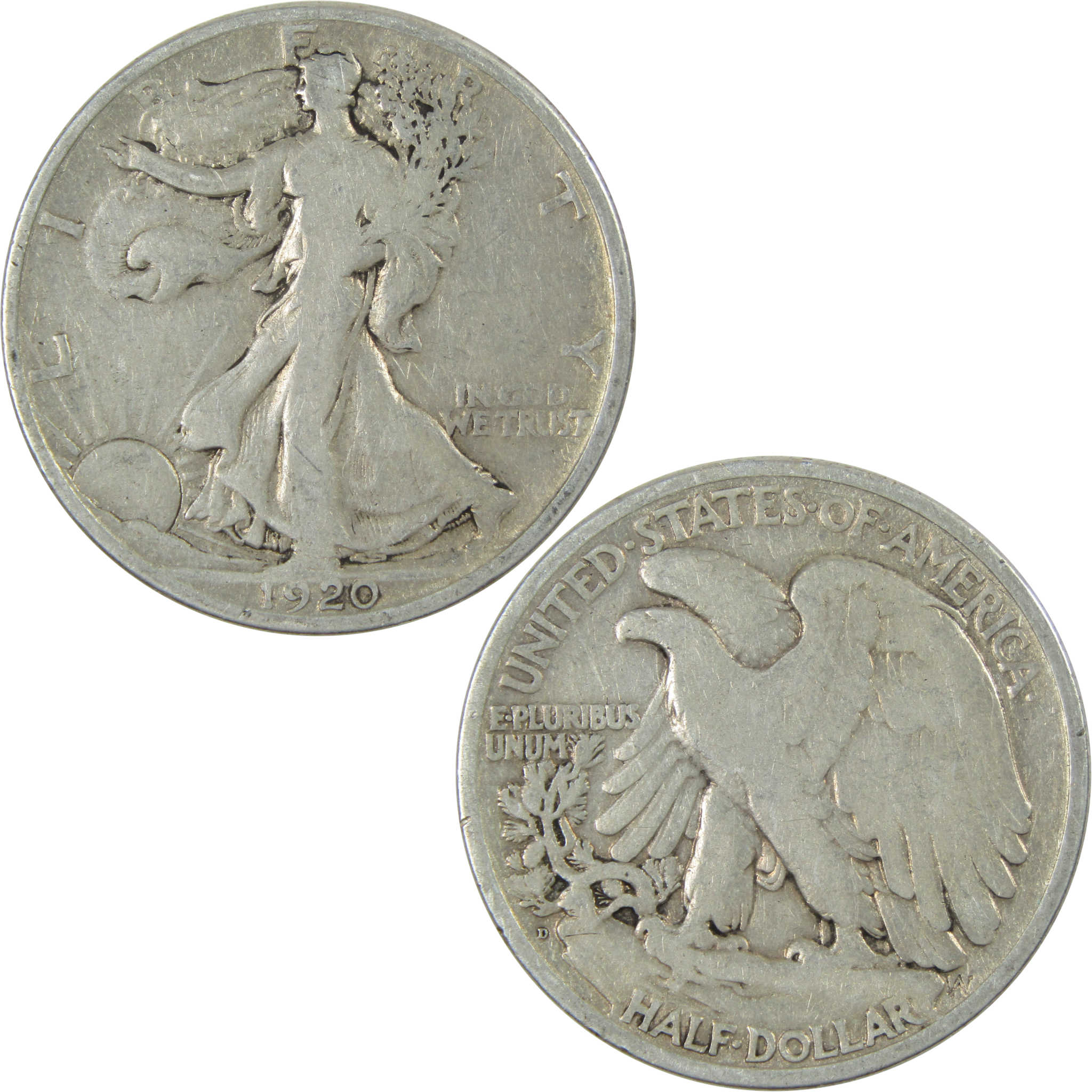 1920 D Liberty Walking Half Dollar VG Details Silver 50c SKU:I13717